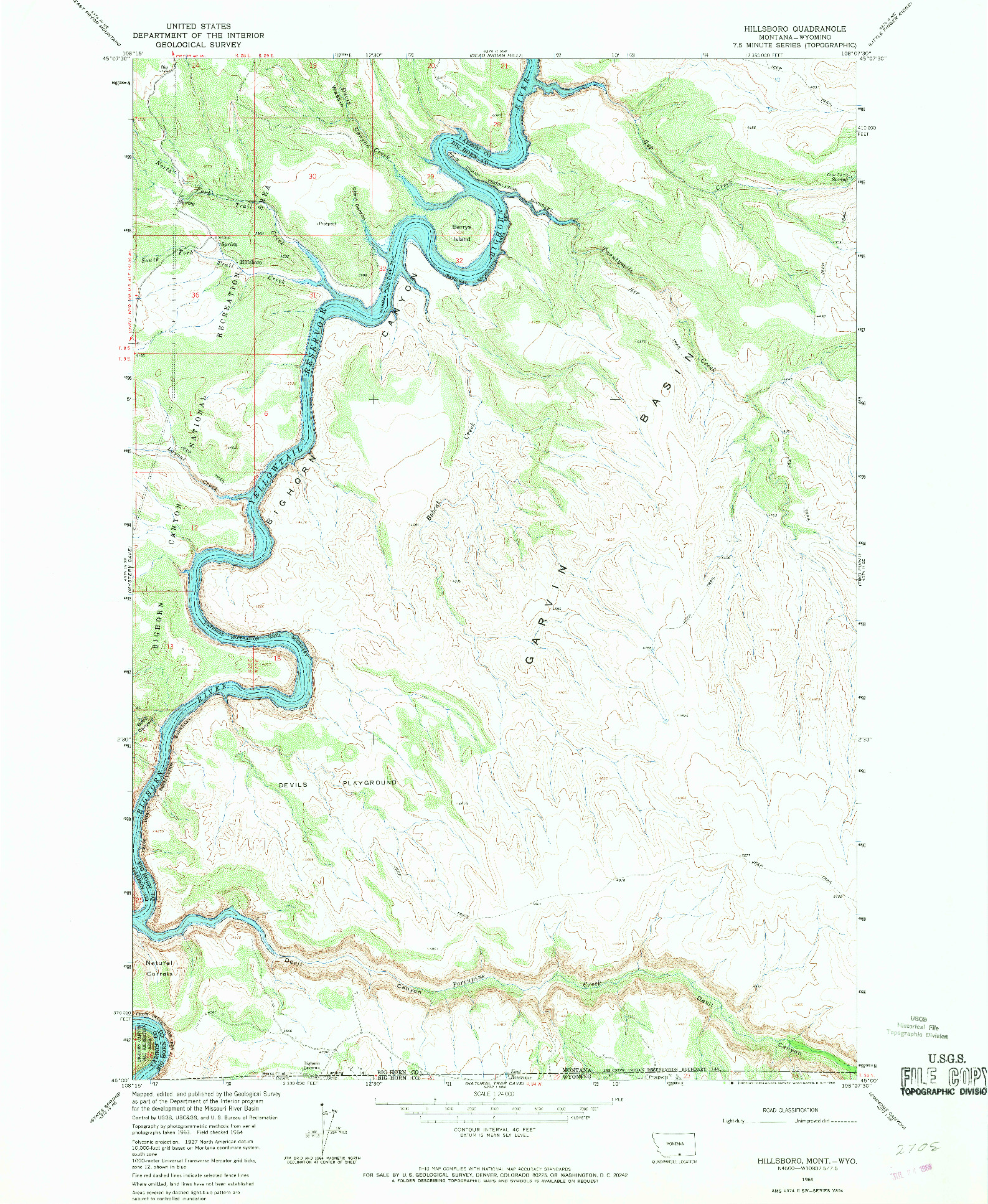 USGS 1:24000-SCALE QUADRANGLE FOR HILLSBORO, MT 1964