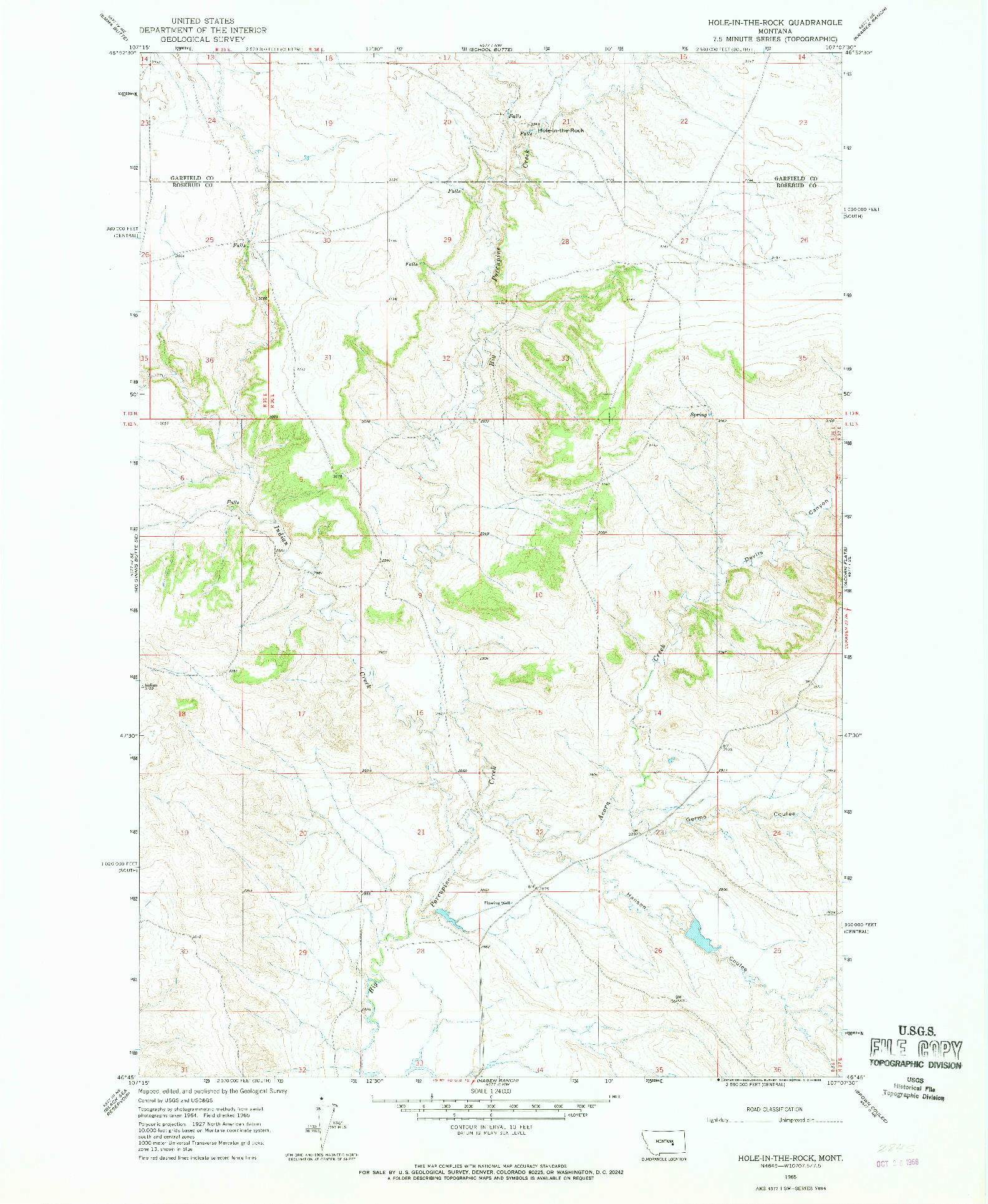 USGS 1:24000-SCALE QUADRANGLE FOR HOLE-IN-THE-ROCK, MT 1965