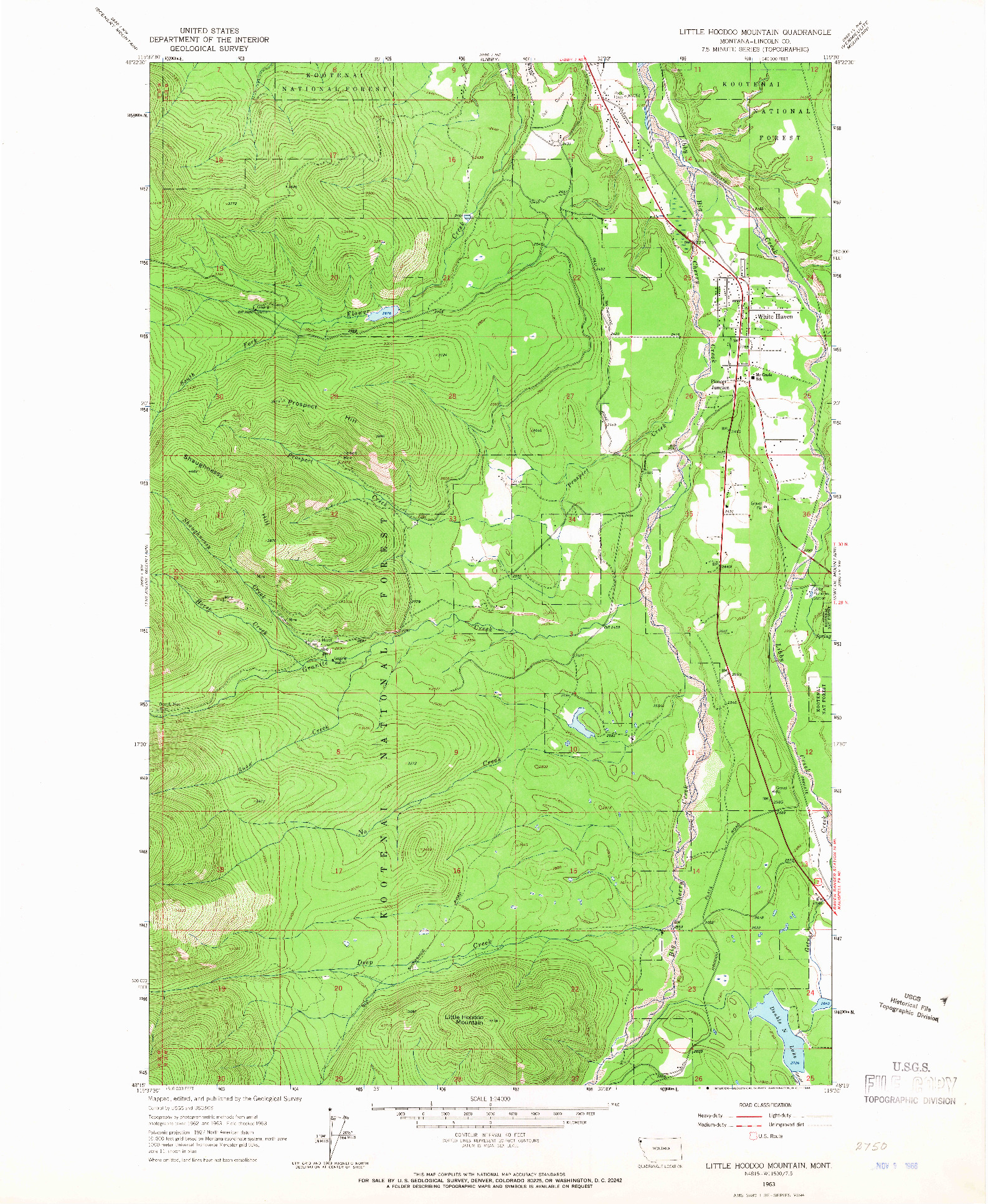 USGS 1:24000-SCALE QUADRANGLE FOR LITTLE HOODOO MOUNTAIN, MT 1963