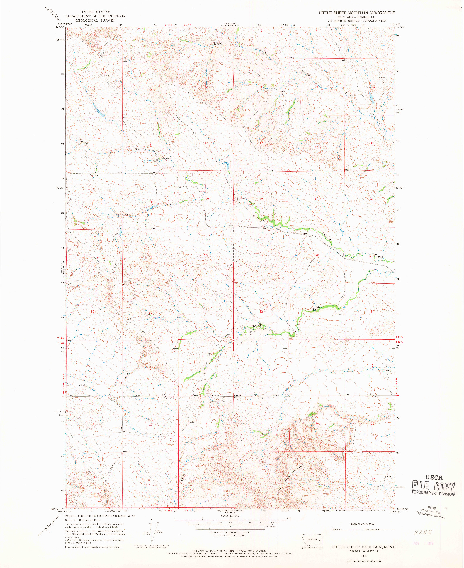 USGS 1:24000-SCALE QUADRANGLE FOR LITTLE SHEEP MOUNTAIN, MT 1965