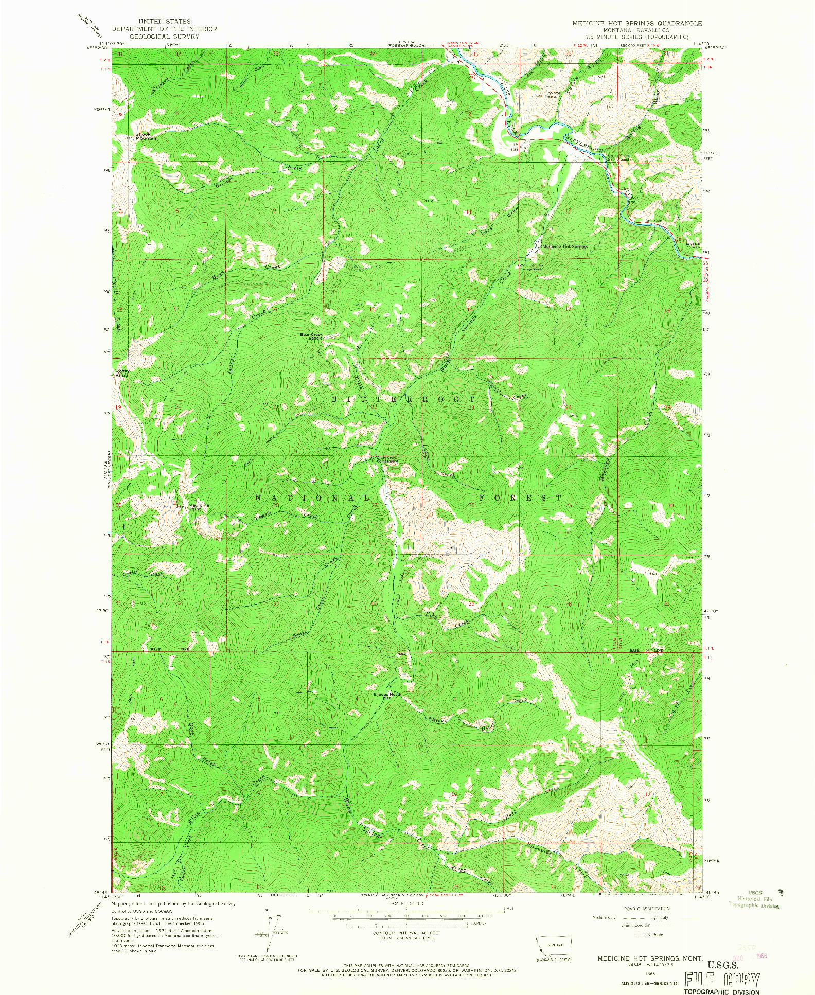 USGS 1:24000-SCALE QUADRANGLE FOR MEDICINE HOT SPRINGS, MT 1965