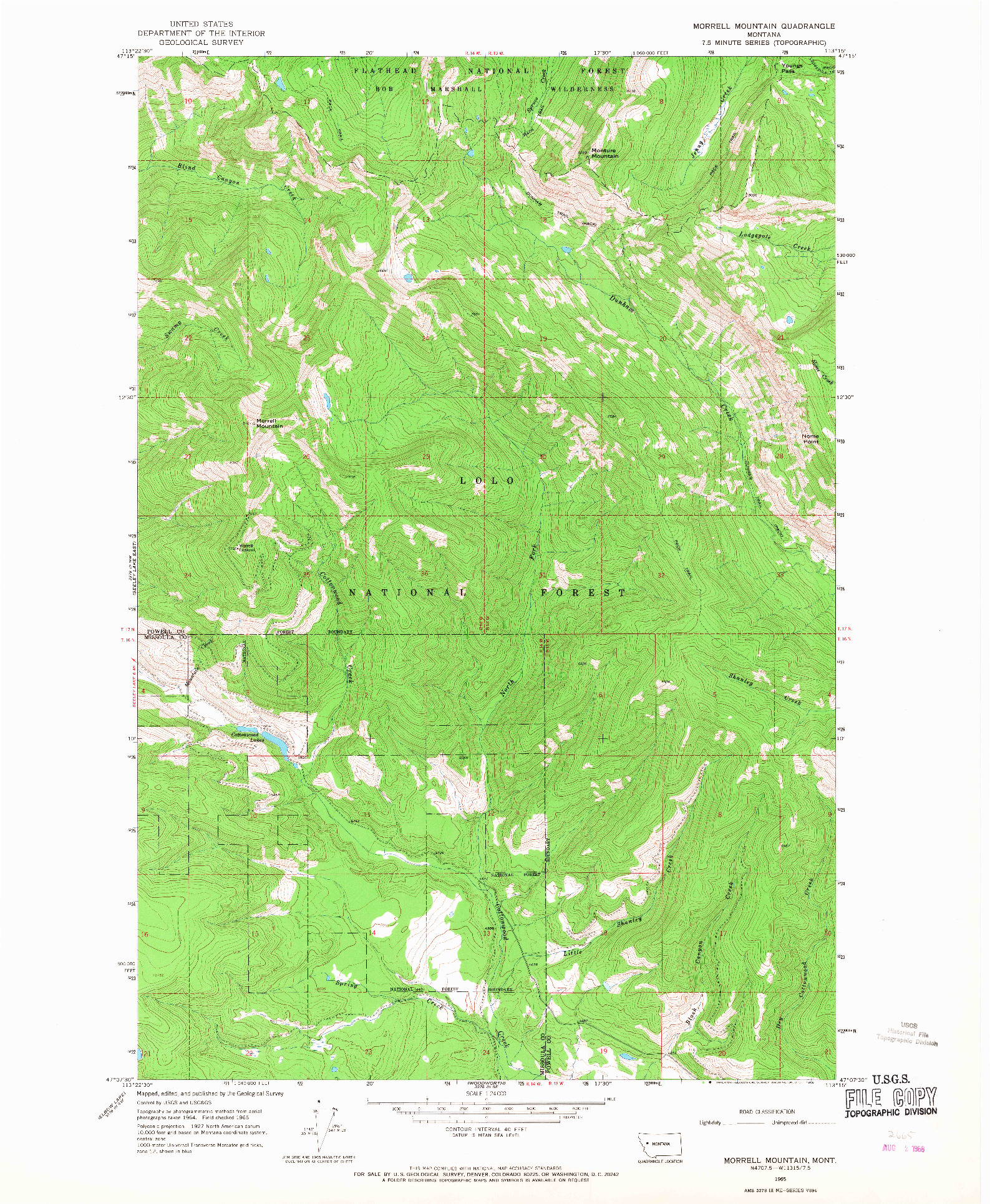 USGS 1:24000-SCALE QUADRANGLE FOR MORRELL MOUNTAIN, MT 1965