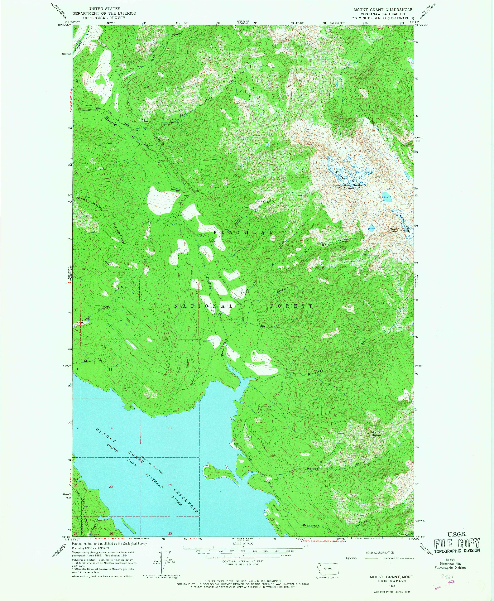 USGS 1:24000-SCALE QUADRANGLE FOR MOUNT GRANT, MT 1964