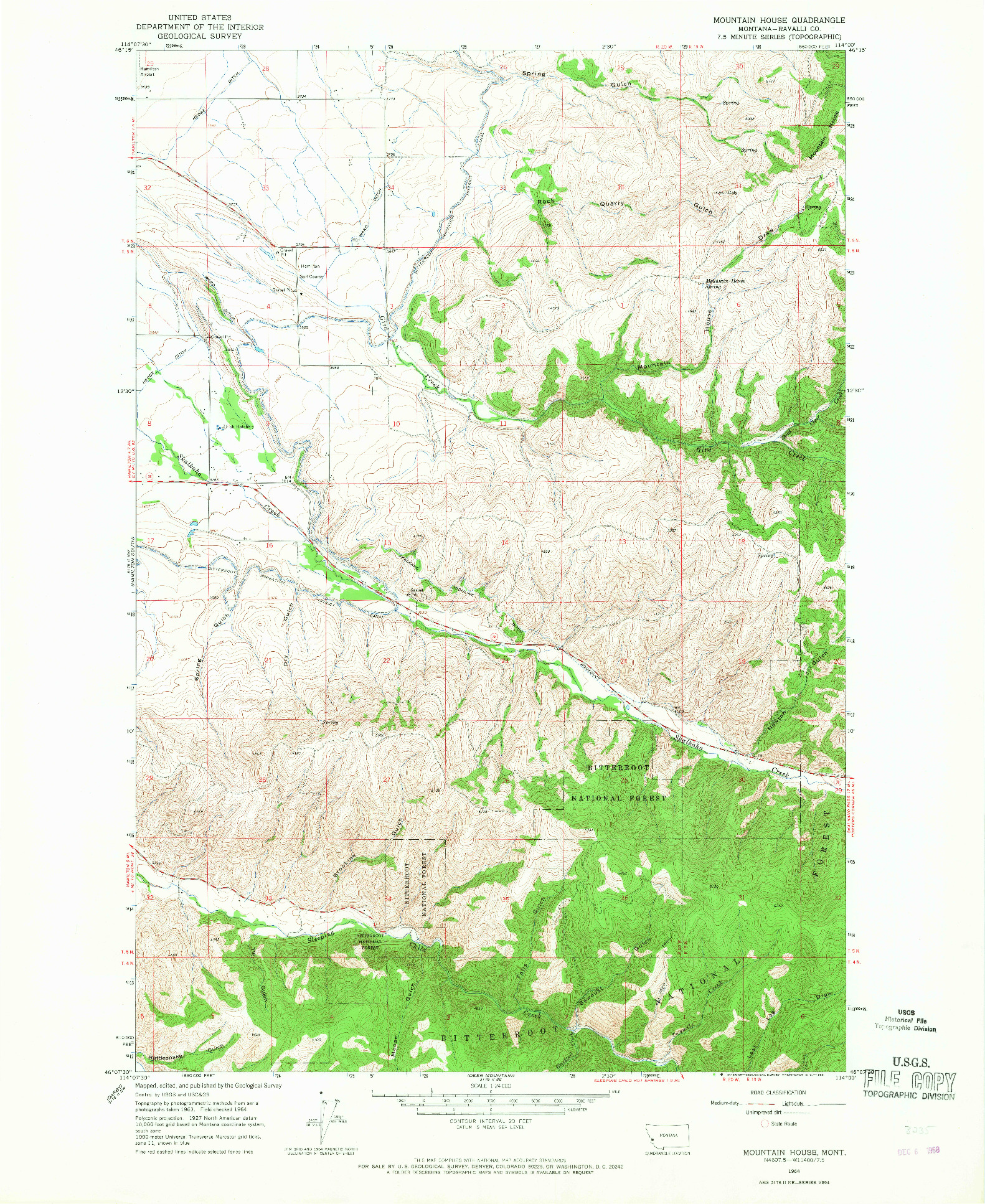 USGS 1:24000-SCALE QUADRANGLE FOR MOUNTAIN HOUSE, MT 1964