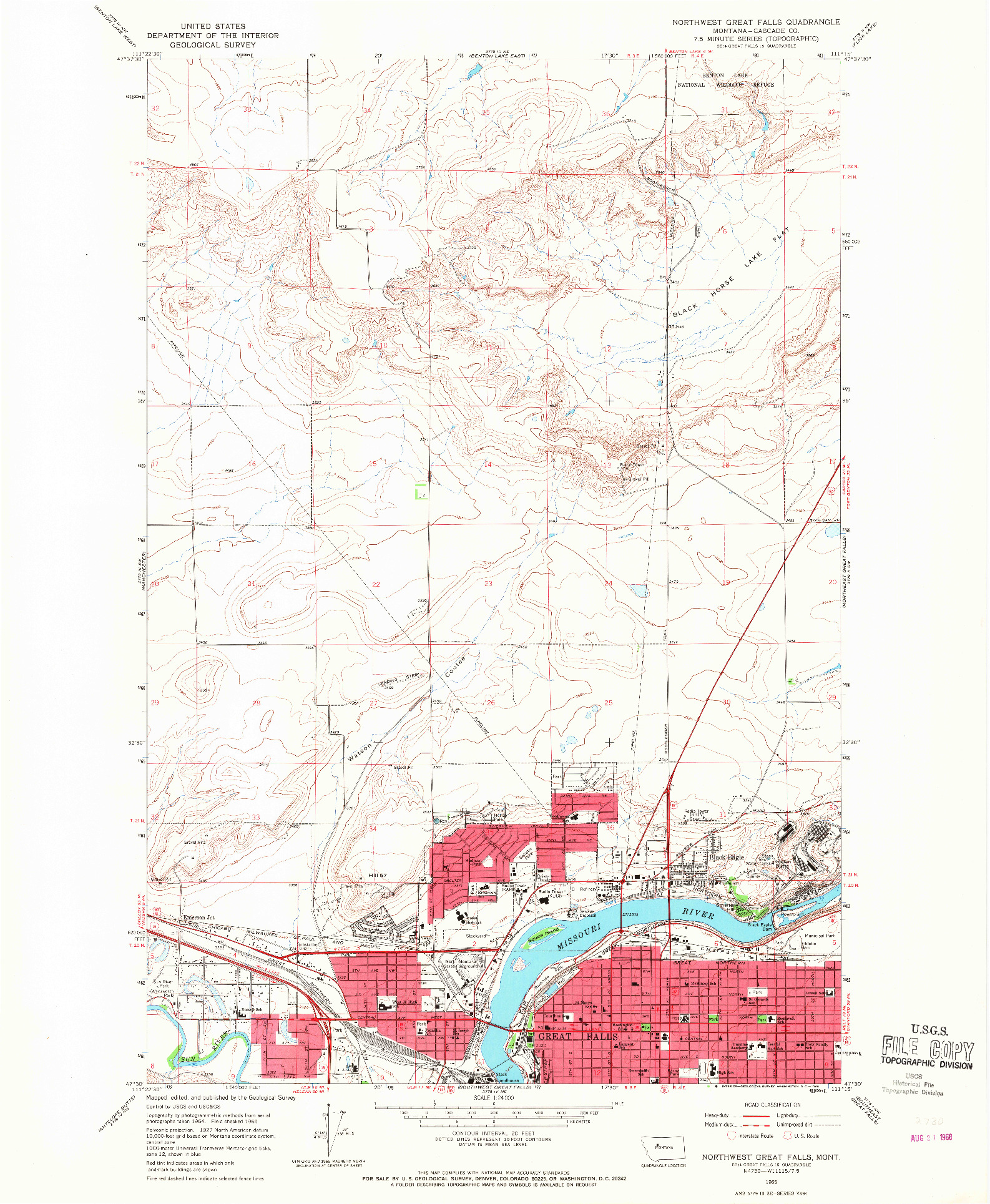 USGS 1:24000-SCALE QUADRANGLE FOR NORTHWEST GREAT FALLS, MT 1965