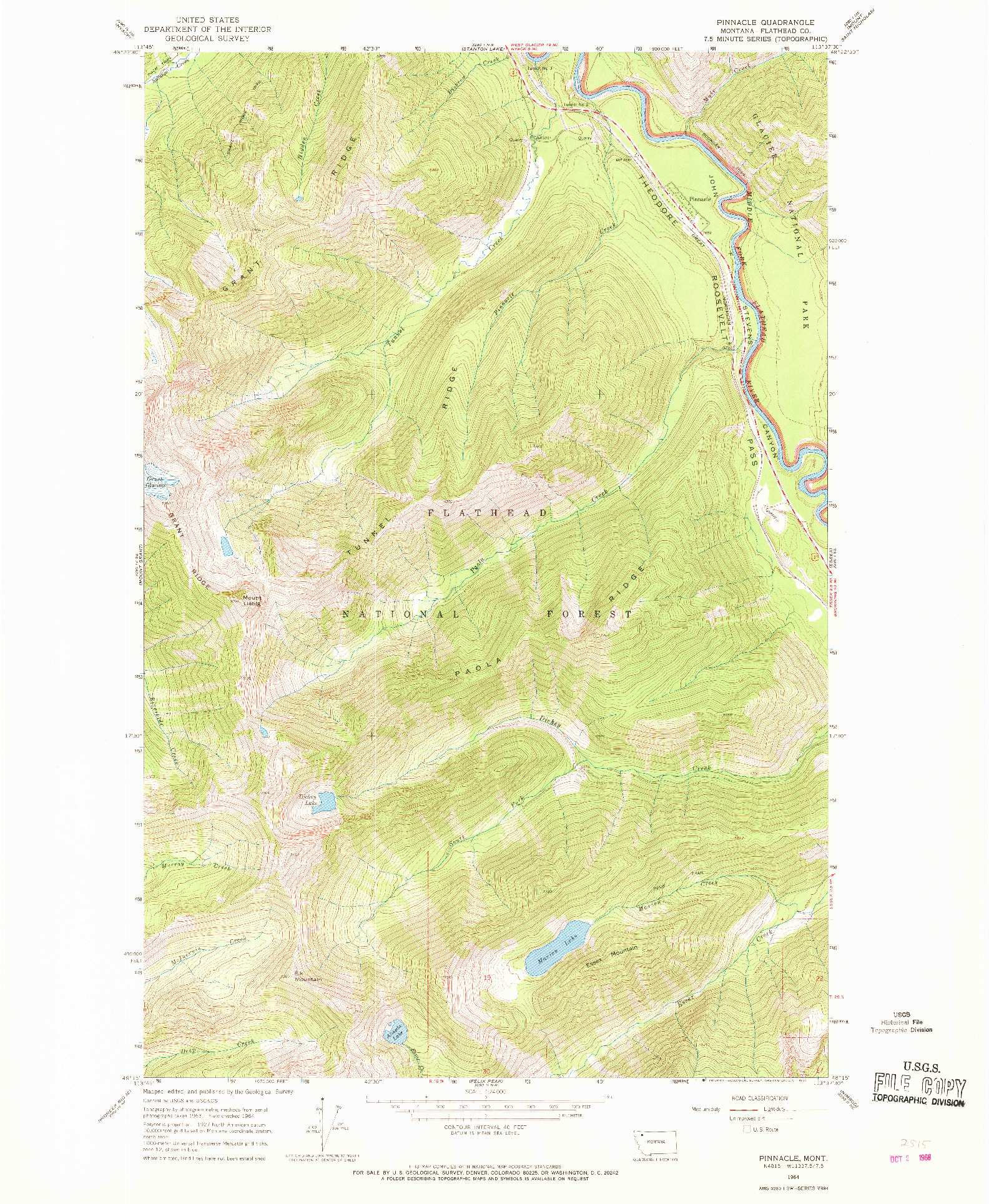 USGS 1:24000-SCALE QUADRANGLE FOR PINNACLE, MT 1964