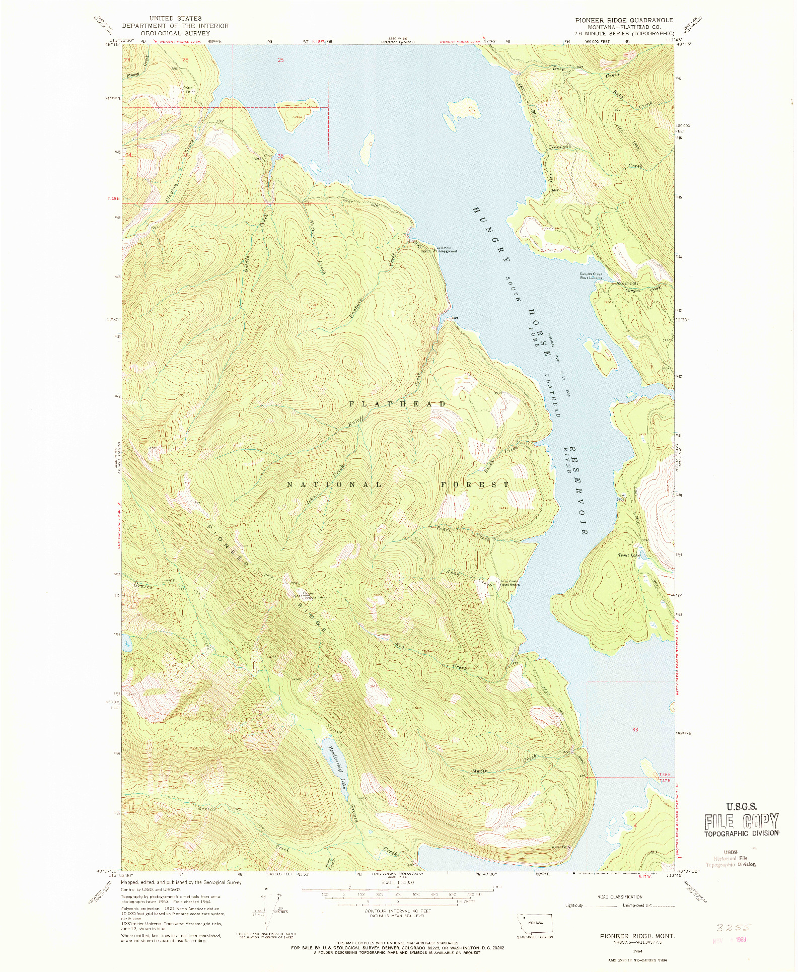 USGS 1:24000-SCALE QUADRANGLE FOR PIONEER RIDGE, MT 1964