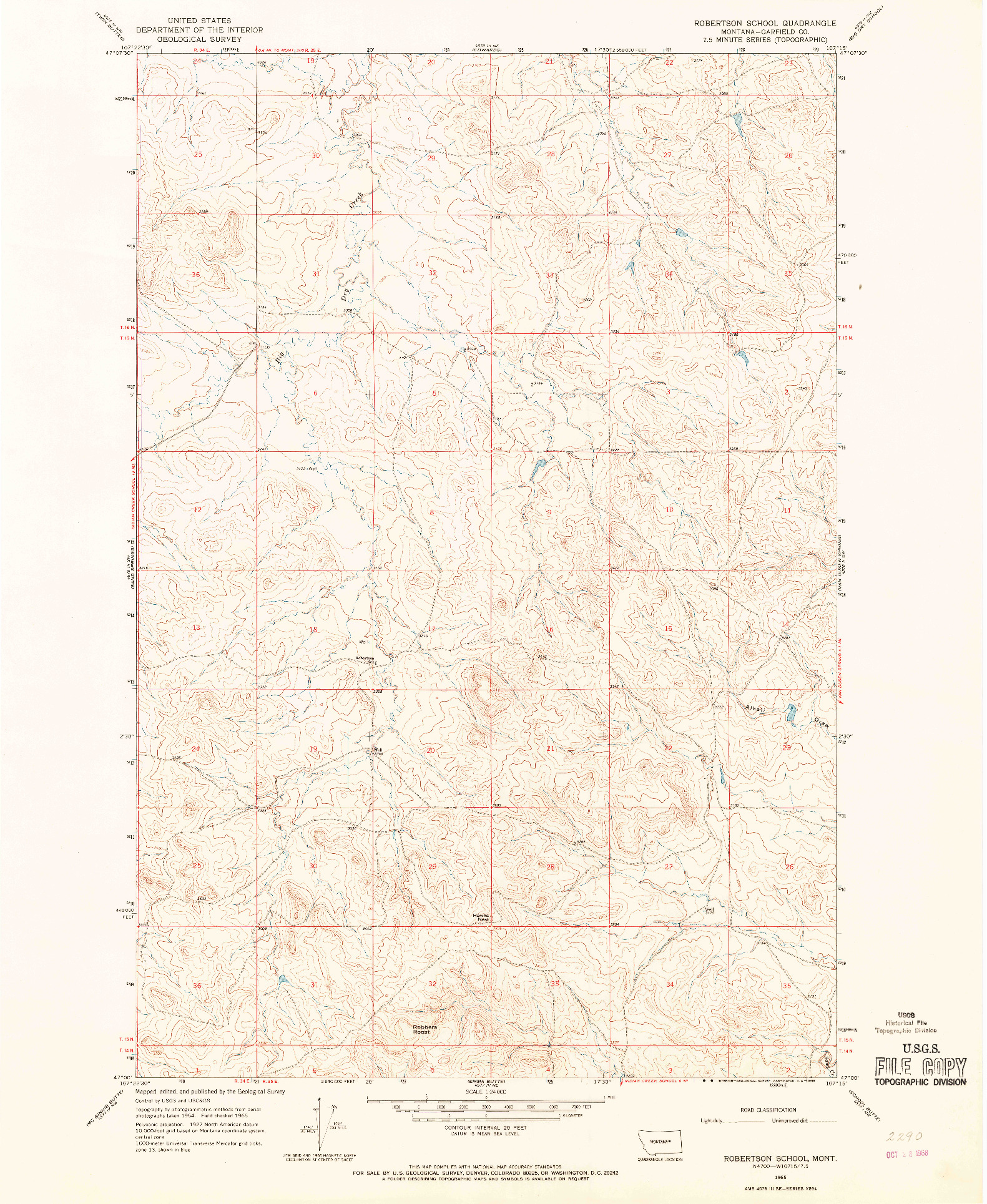 USGS 1:24000-SCALE QUADRANGLE FOR ROBERTSON SCHOOL, MT 1965