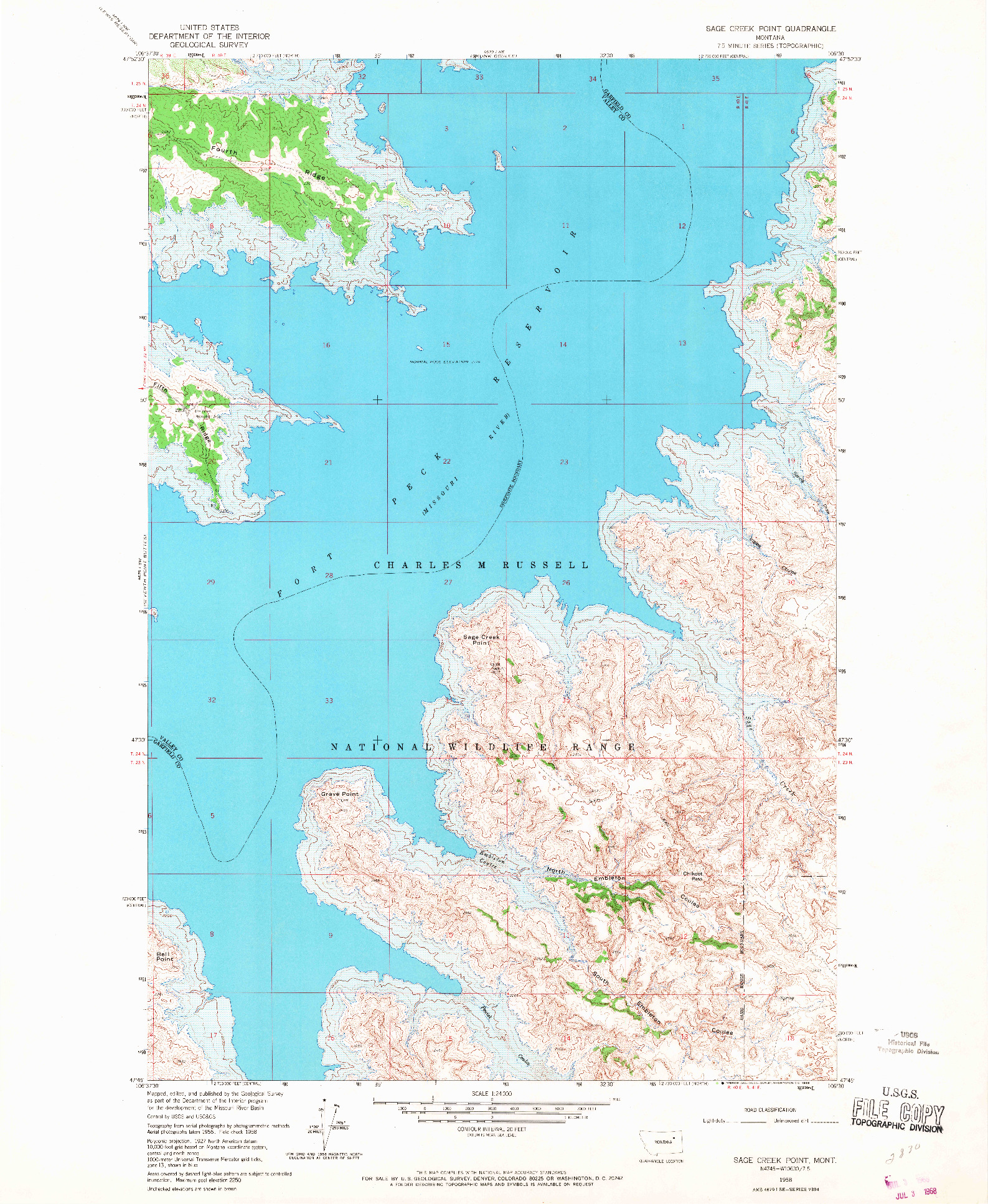 USGS 1:24000-SCALE QUADRANGLE FOR SAGE CREEK POINT, MT 1958