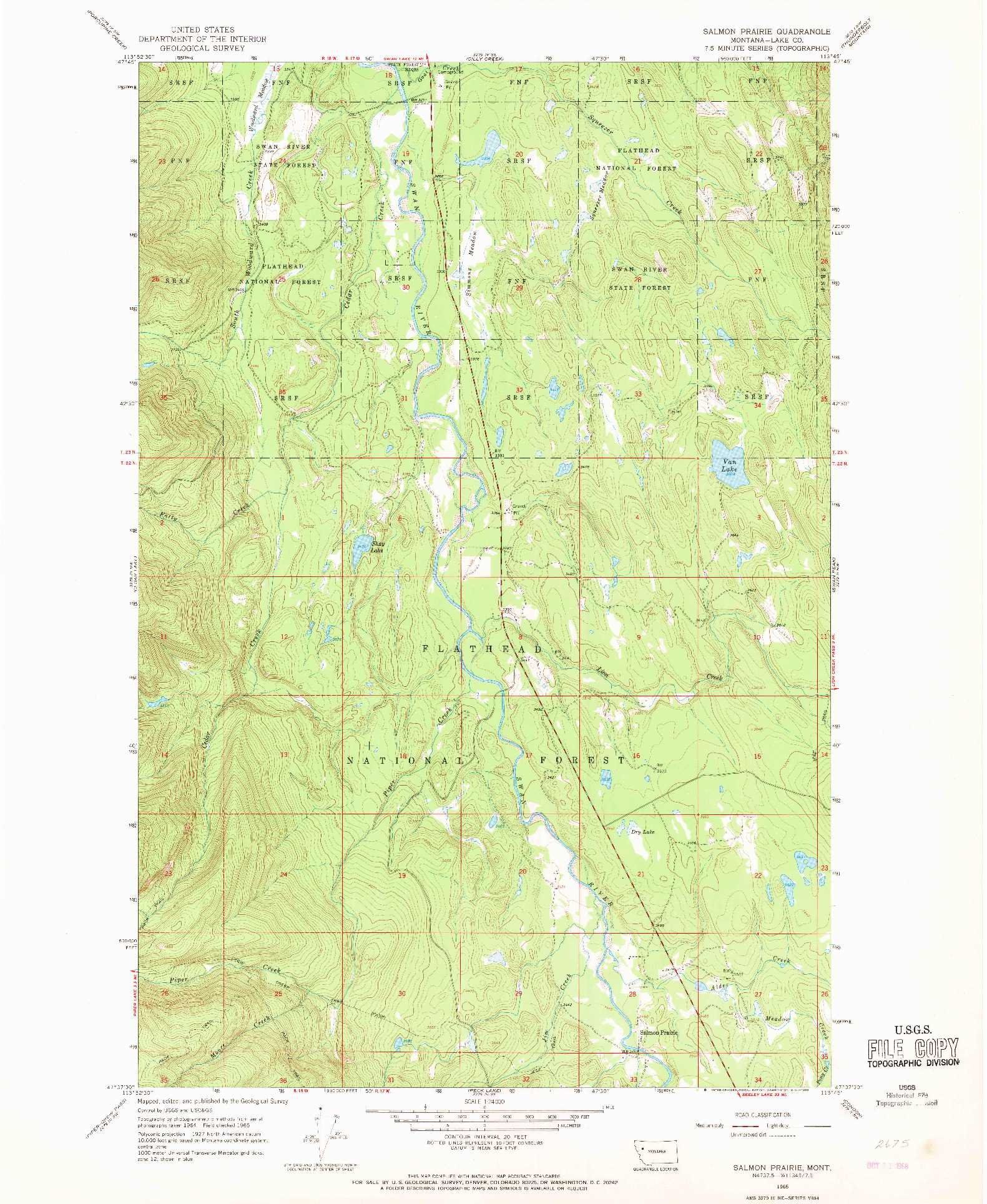 USGS 1:24000-SCALE QUADRANGLE FOR SALMON PRAIRIE, MT 1965