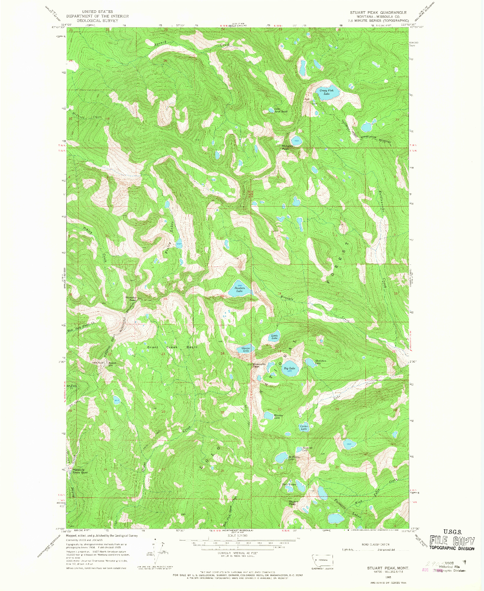 USGS 1:24000-SCALE QUADRANGLE FOR STUART PEAK, MT 1965
