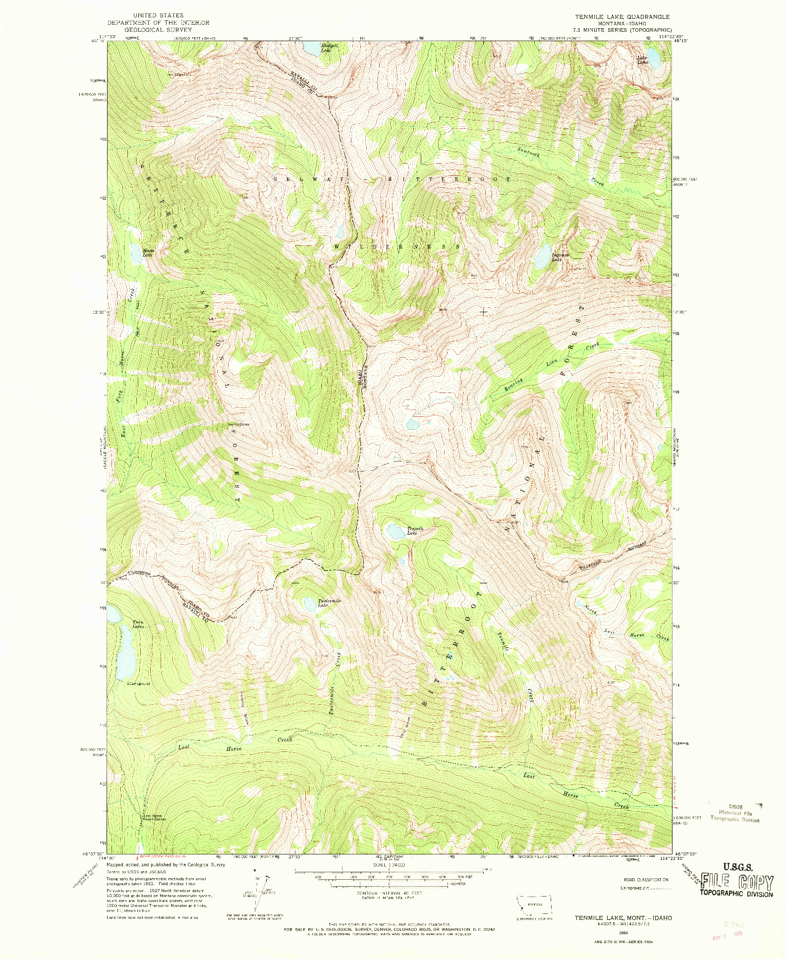USGS 1:24000-SCALE QUADRANGLE FOR TENMILE LAKE, MT 1964