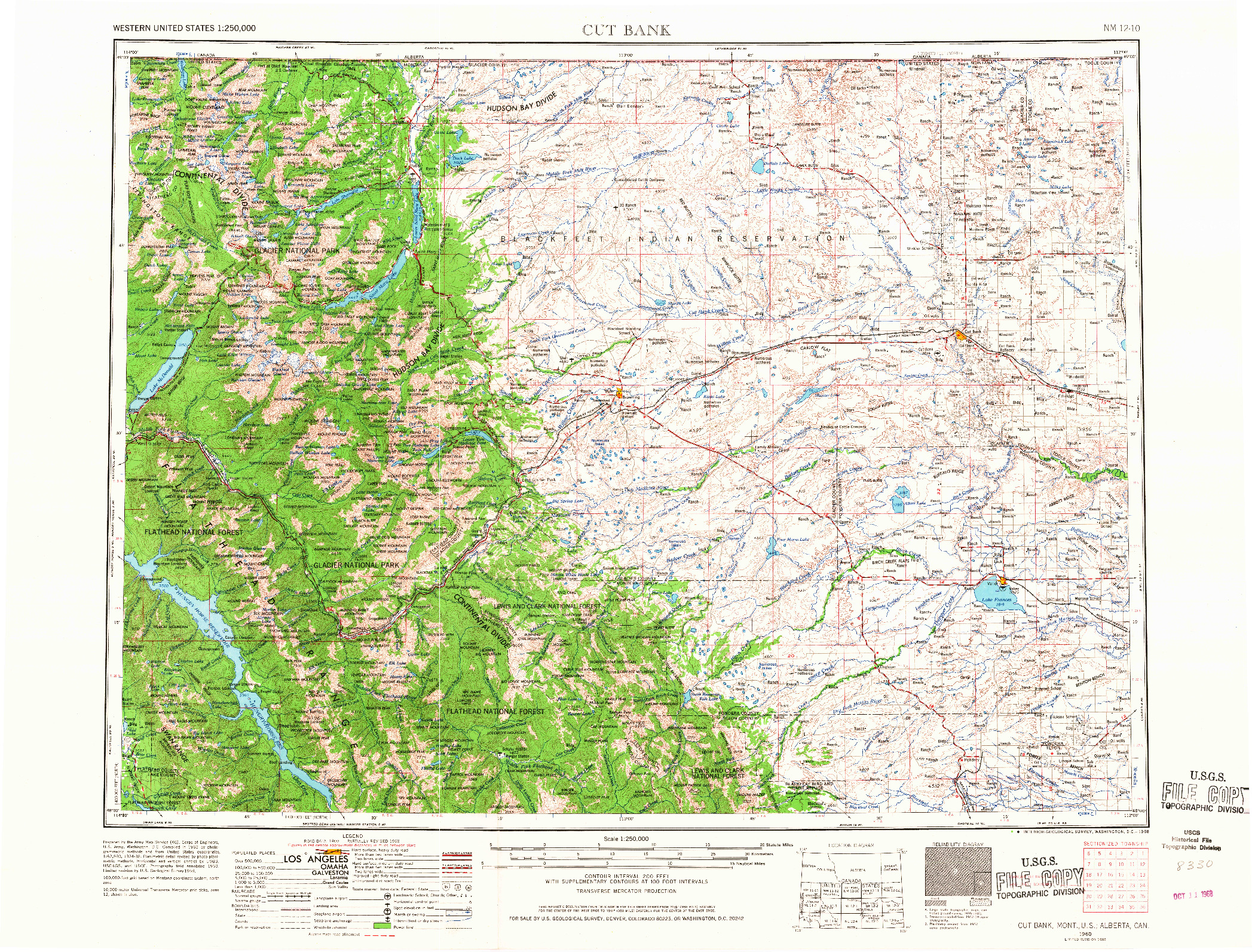 USGS 1:250000-SCALE QUADRANGLE FOR CUT BANK, MT 1960