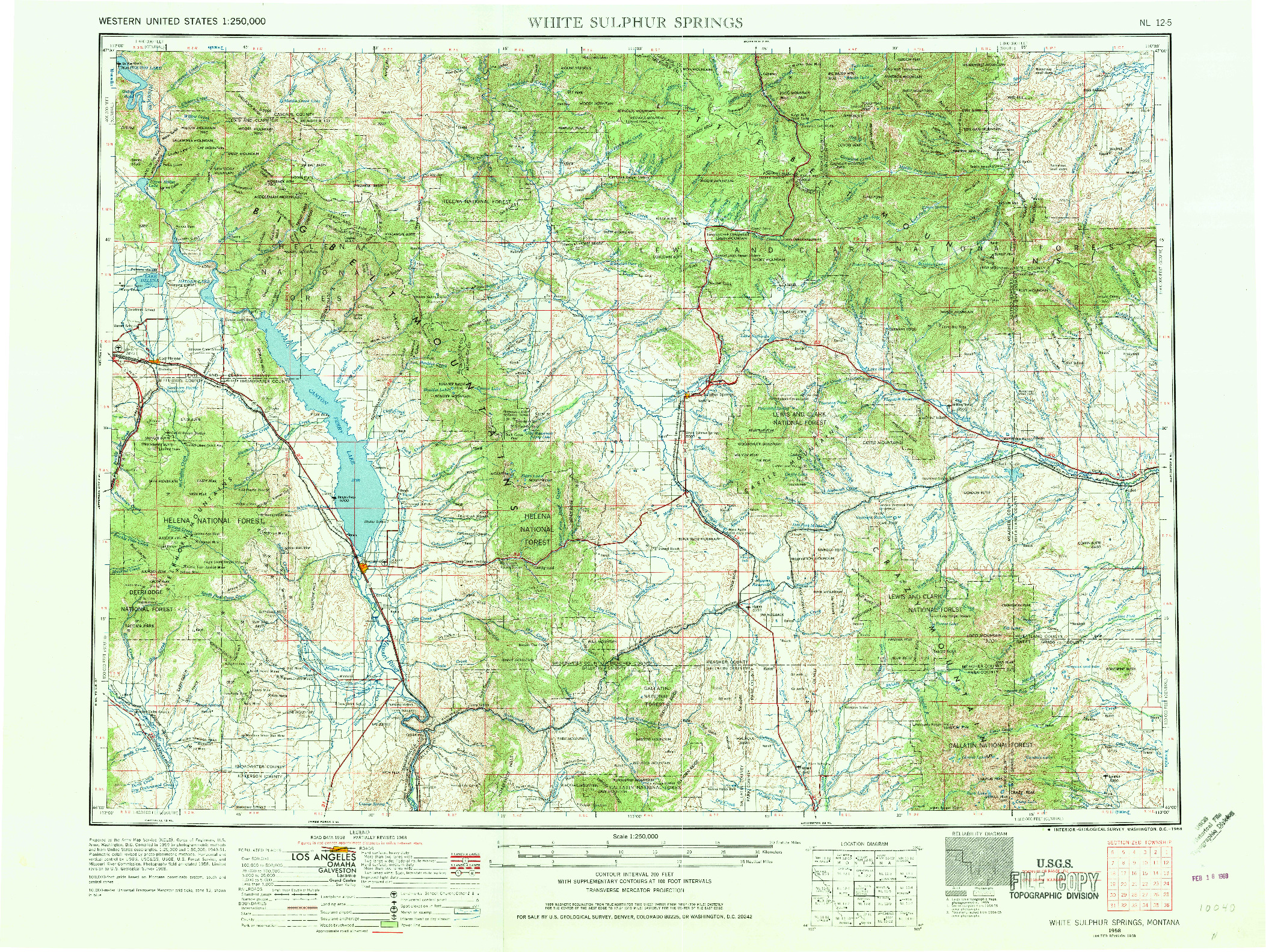 USGS 1:250000-SCALE QUADRANGLE FOR WHITE SULPHUR SPRINGS, MT 1958