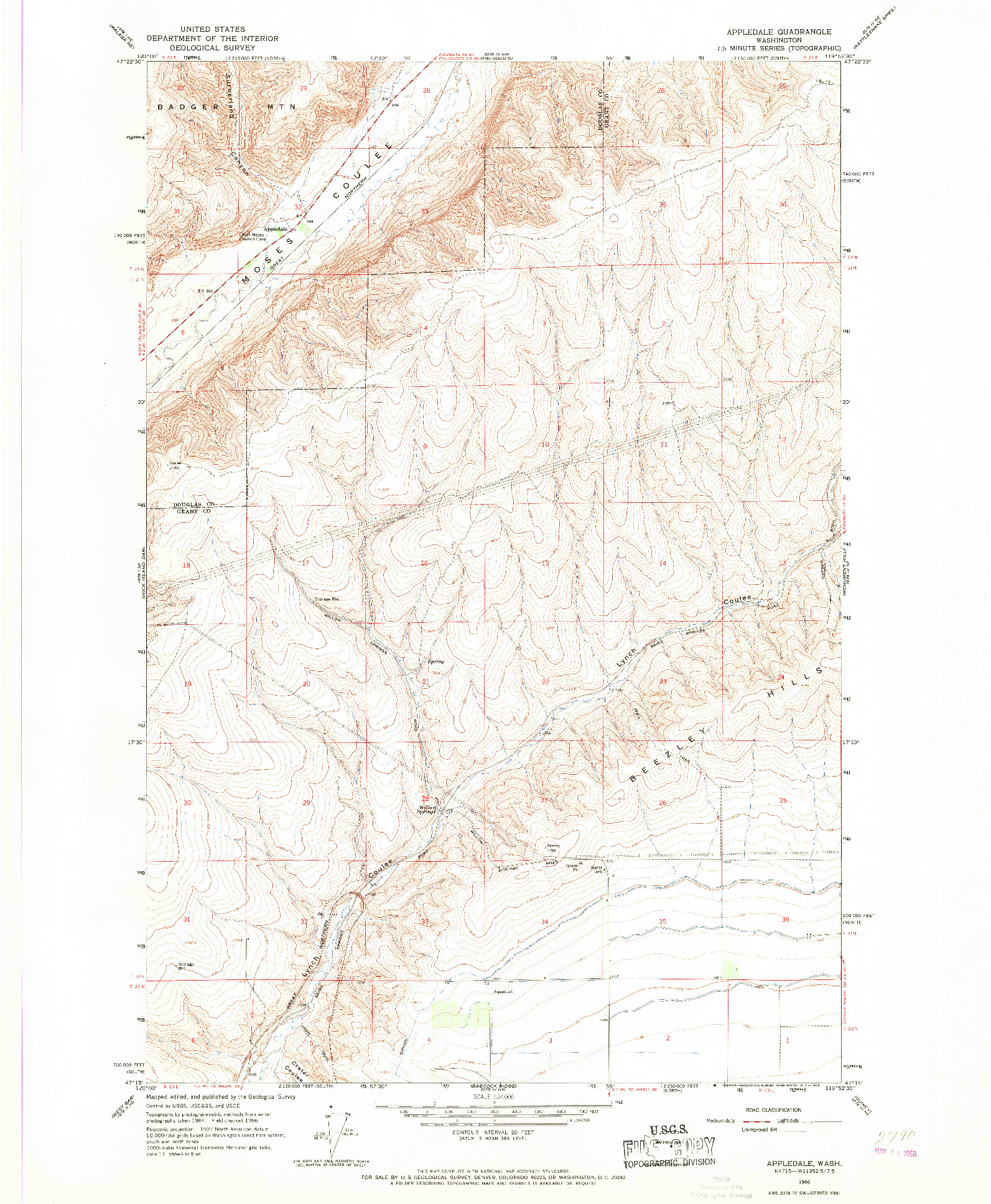 USGS 1:24000-SCALE QUADRANGLE FOR APPLEDALE, WA 1966