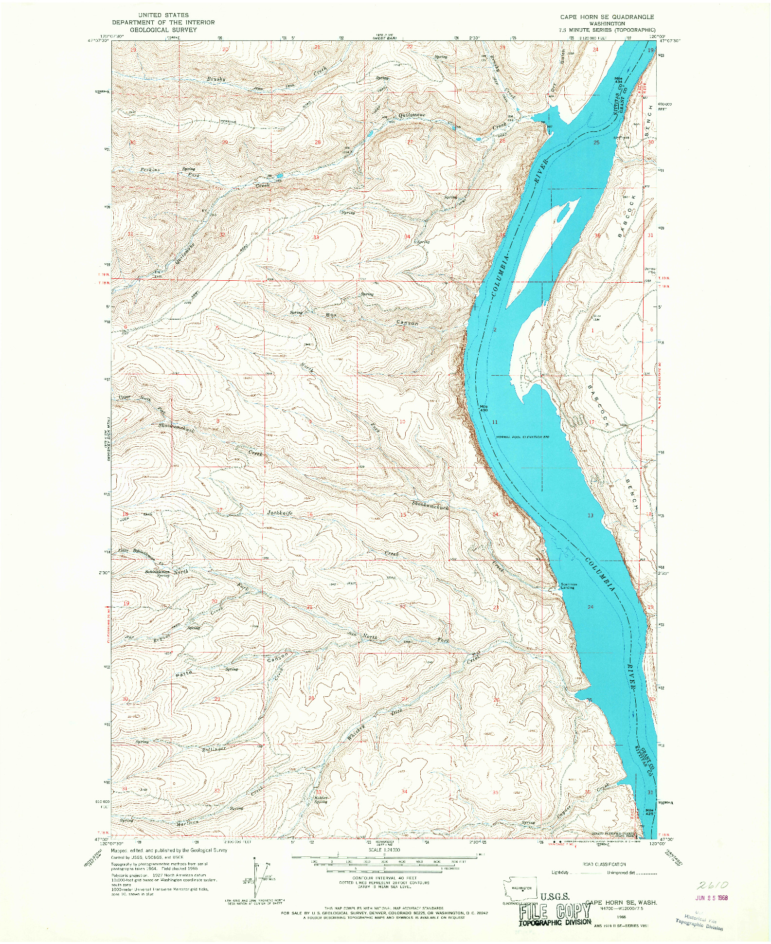 USGS 1:24000-SCALE QUADRANGLE FOR CAPE HORN SE, WA 1966