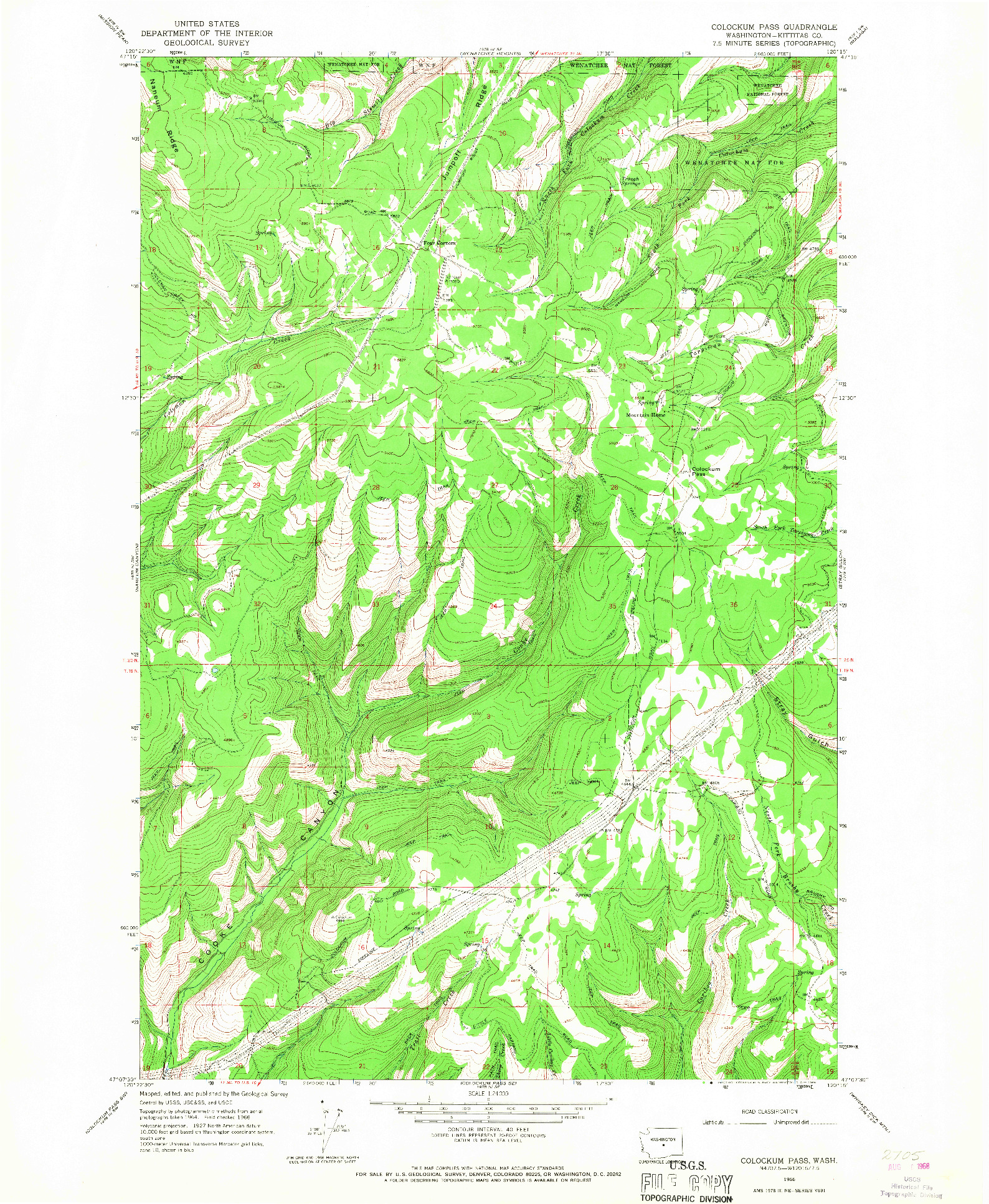 USGS 1:24000-SCALE QUADRANGLE FOR COLOCKUM PASS, WA 1966