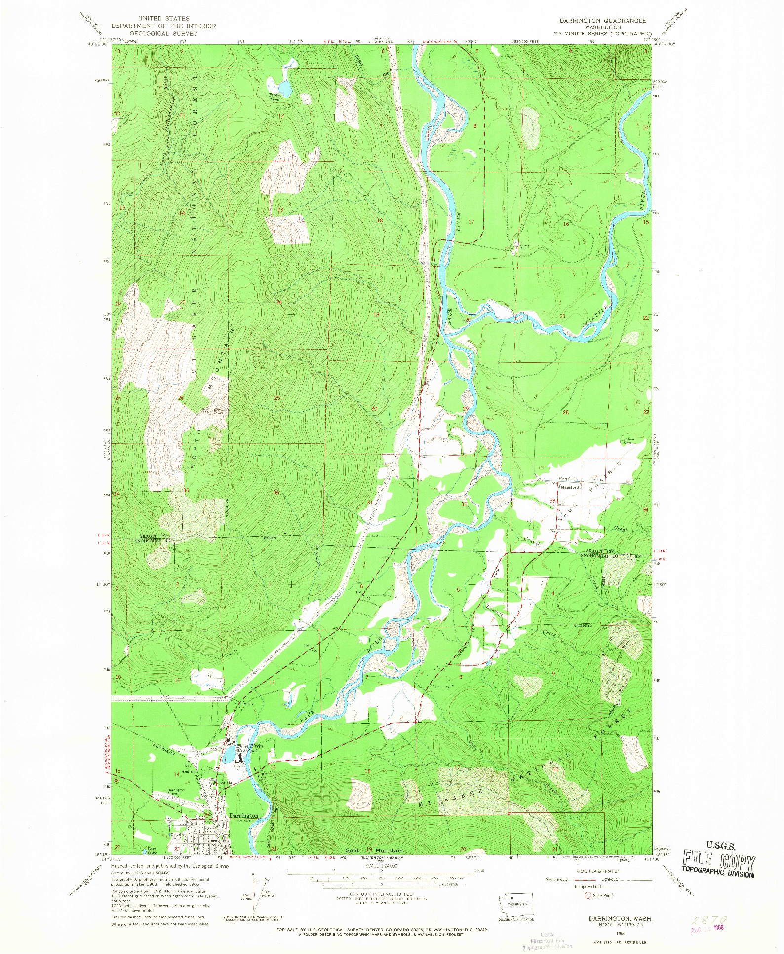 USGS 1:24000-SCALE QUADRANGLE FOR DARRINGTON, WA 1966