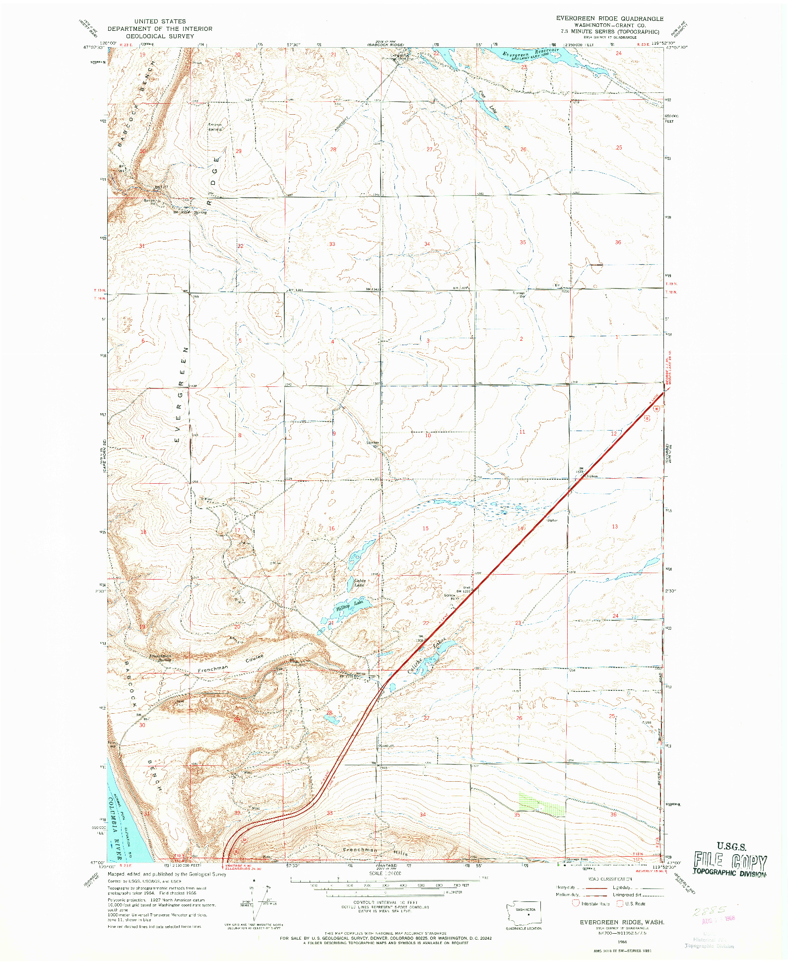 USGS 1:24000-SCALE QUADRANGLE FOR EVERGREEN RIDGE, WA 1966