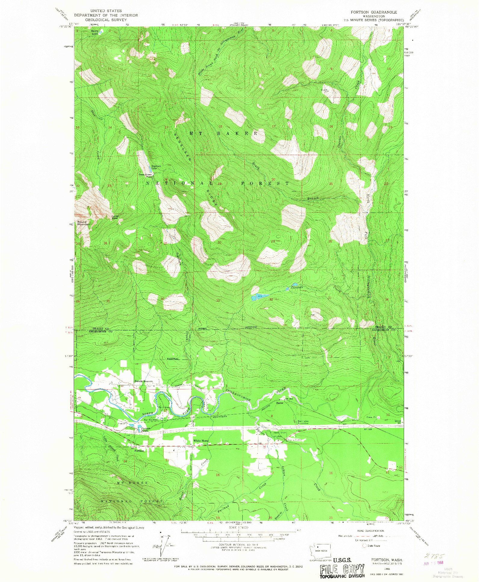 USGS 1:24000-SCALE QUADRANGLE FOR FORTSON, WA 1966