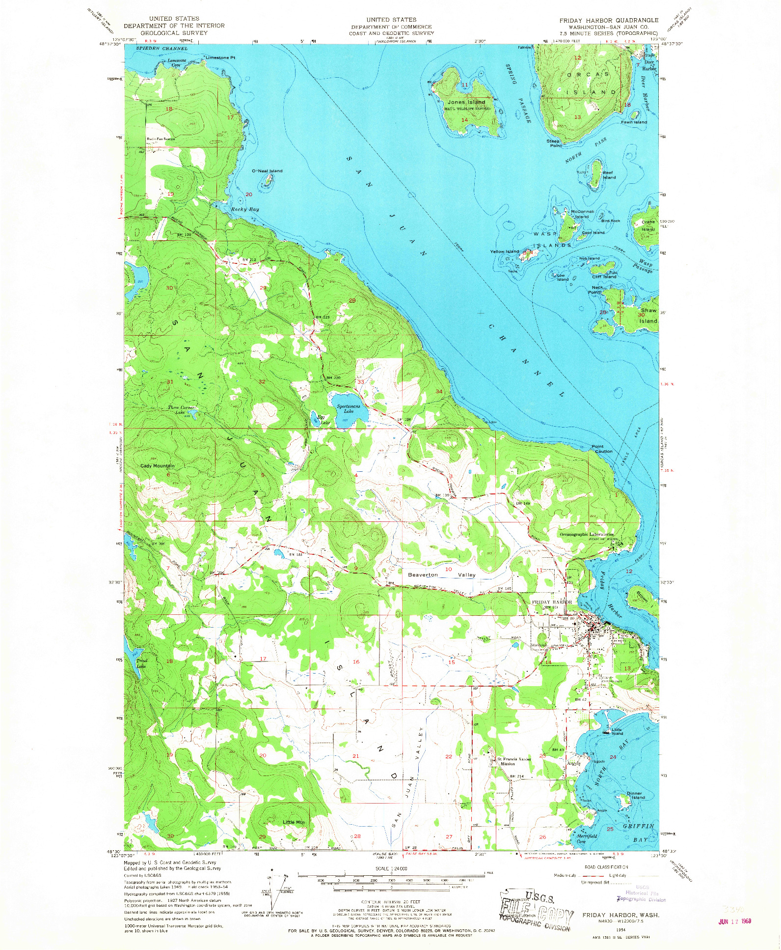 USGS 1:24000-SCALE QUADRANGLE FOR FRIDAY HARBOR, WA 1954