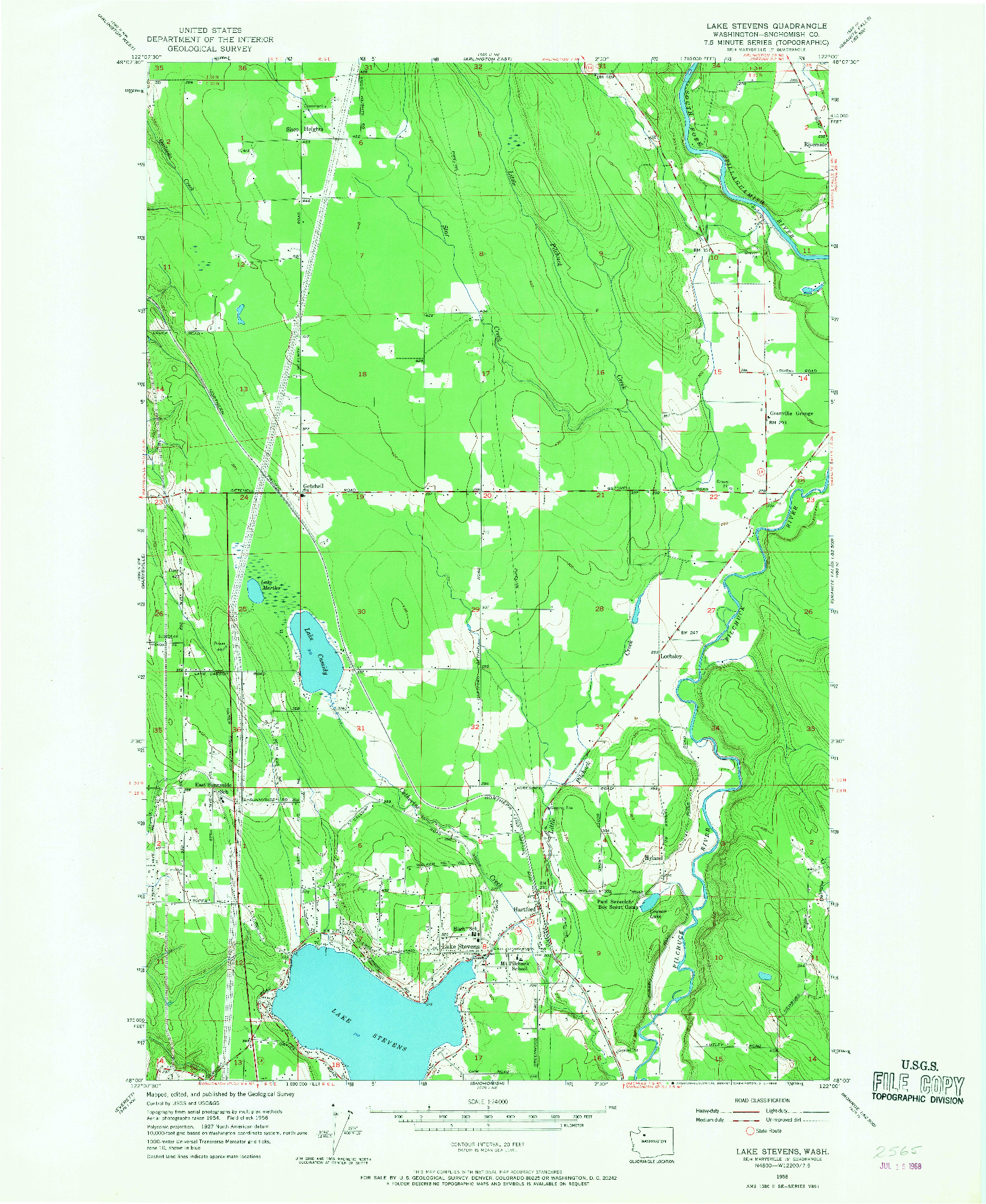 USGS 1:24000-SCALE QUADRANGLE FOR LAKE STEVENS, WA 1956