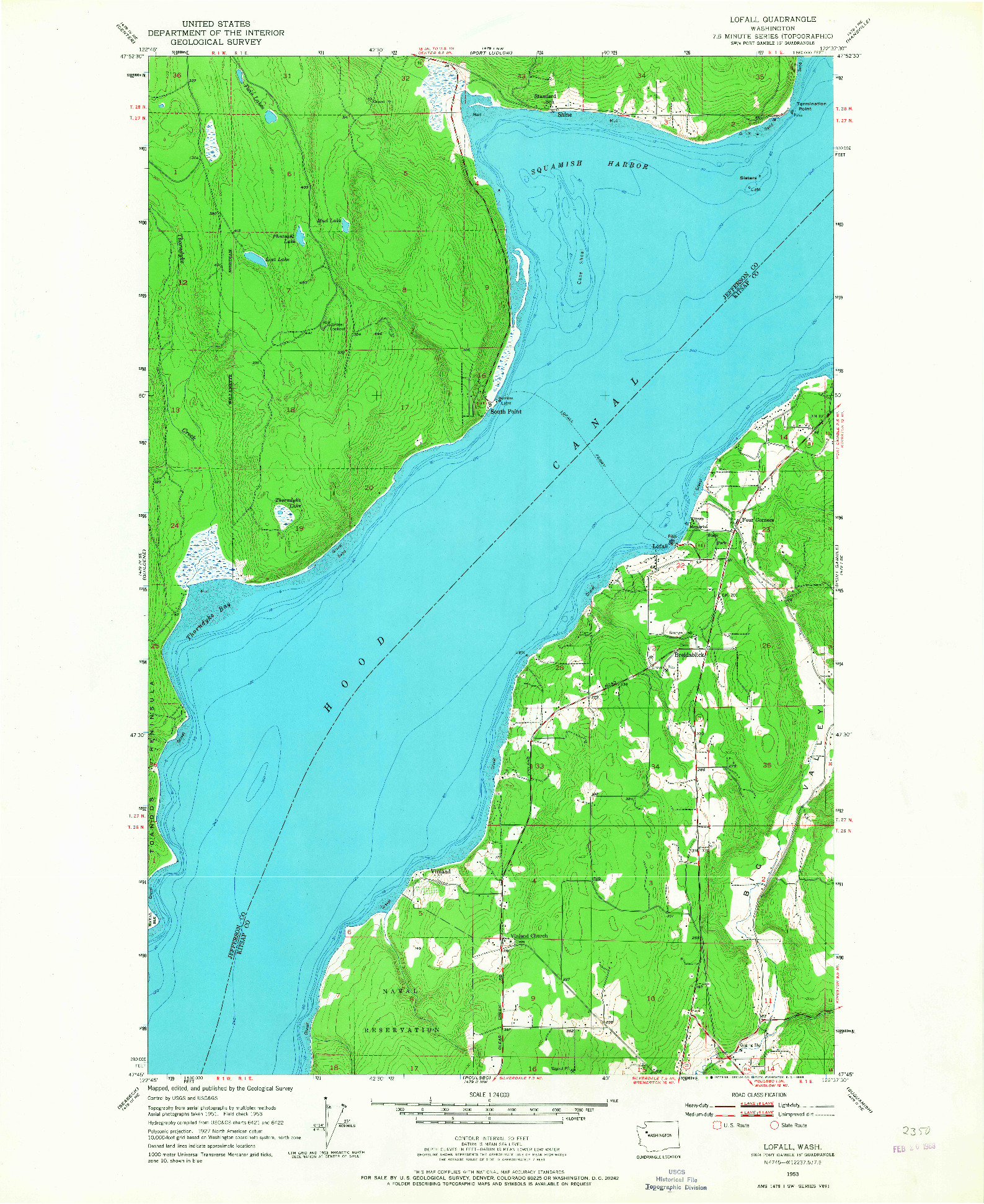 USGS 1:24000-SCALE QUADRANGLE FOR LOFALL, WA 1953