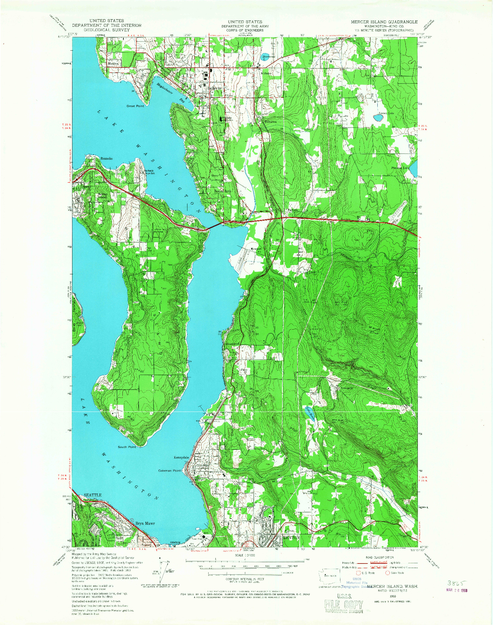 USGS 1:24000-SCALE QUADRANGLE FOR MERCER ISLAND, WA 1950