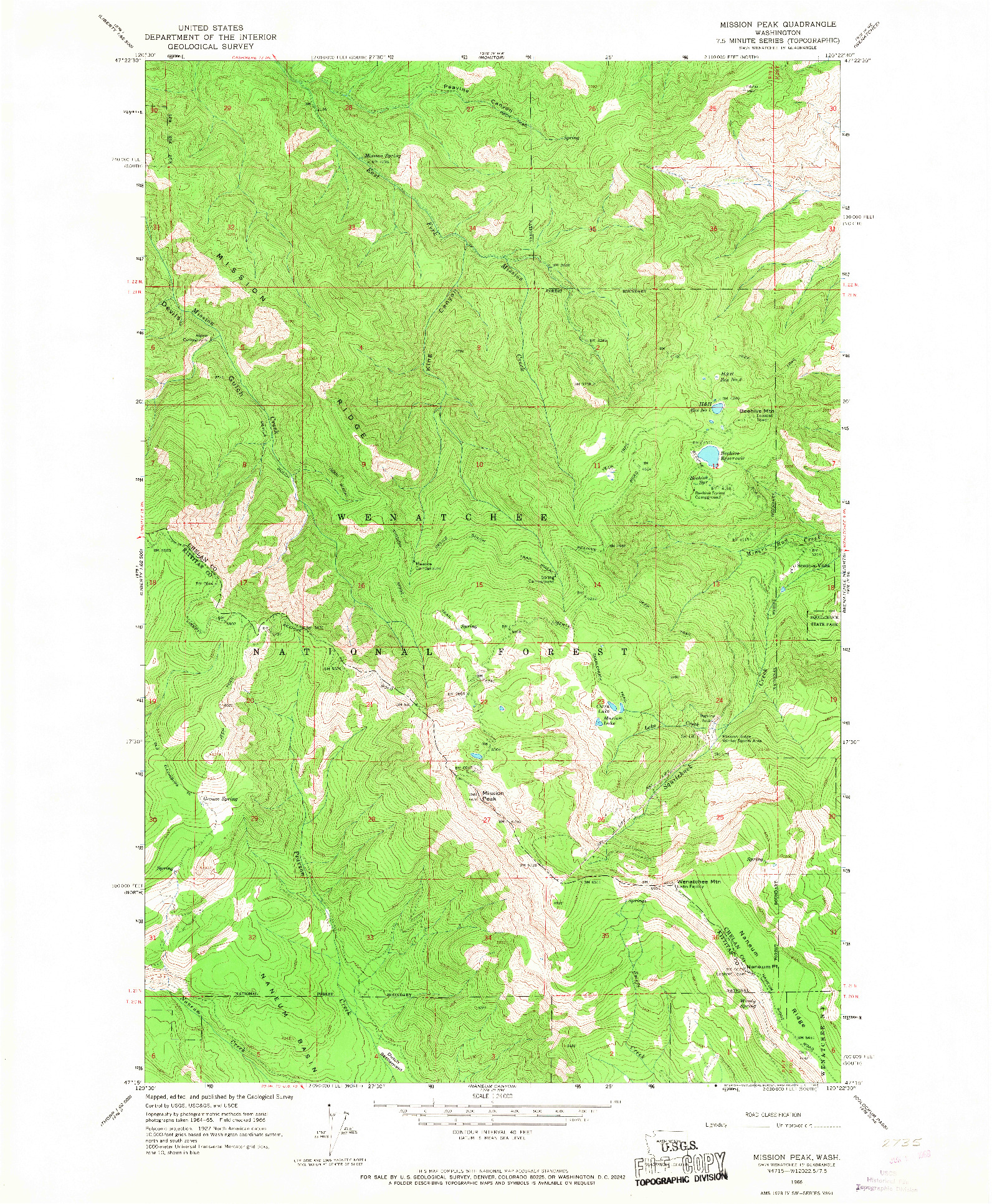 USGS 1:24000-SCALE QUADRANGLE FOR MISSION PEAK, WA 1966