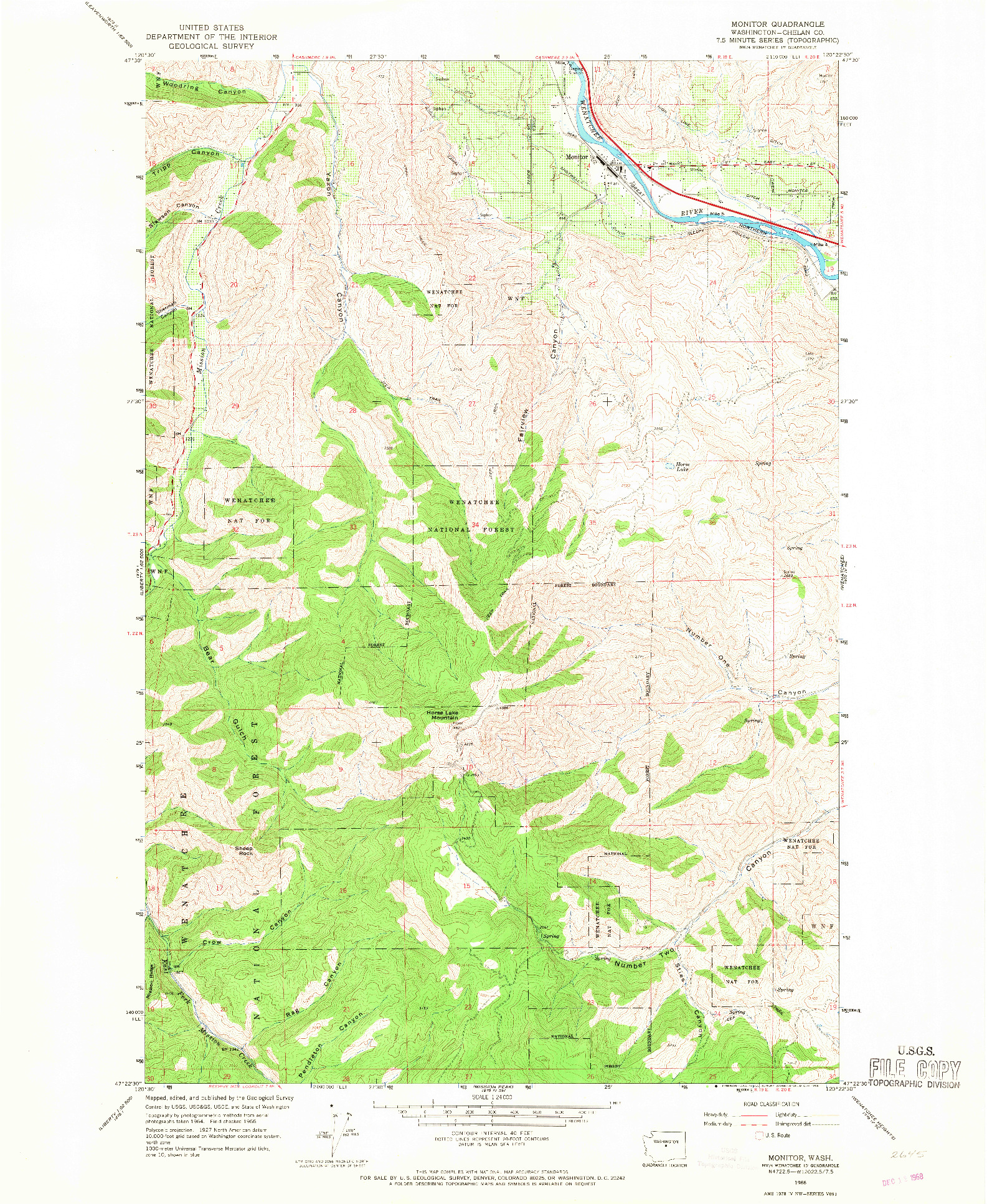 USGS 1:24000-SCALE QUADRANGLE FOR MONITOR, WA 1966