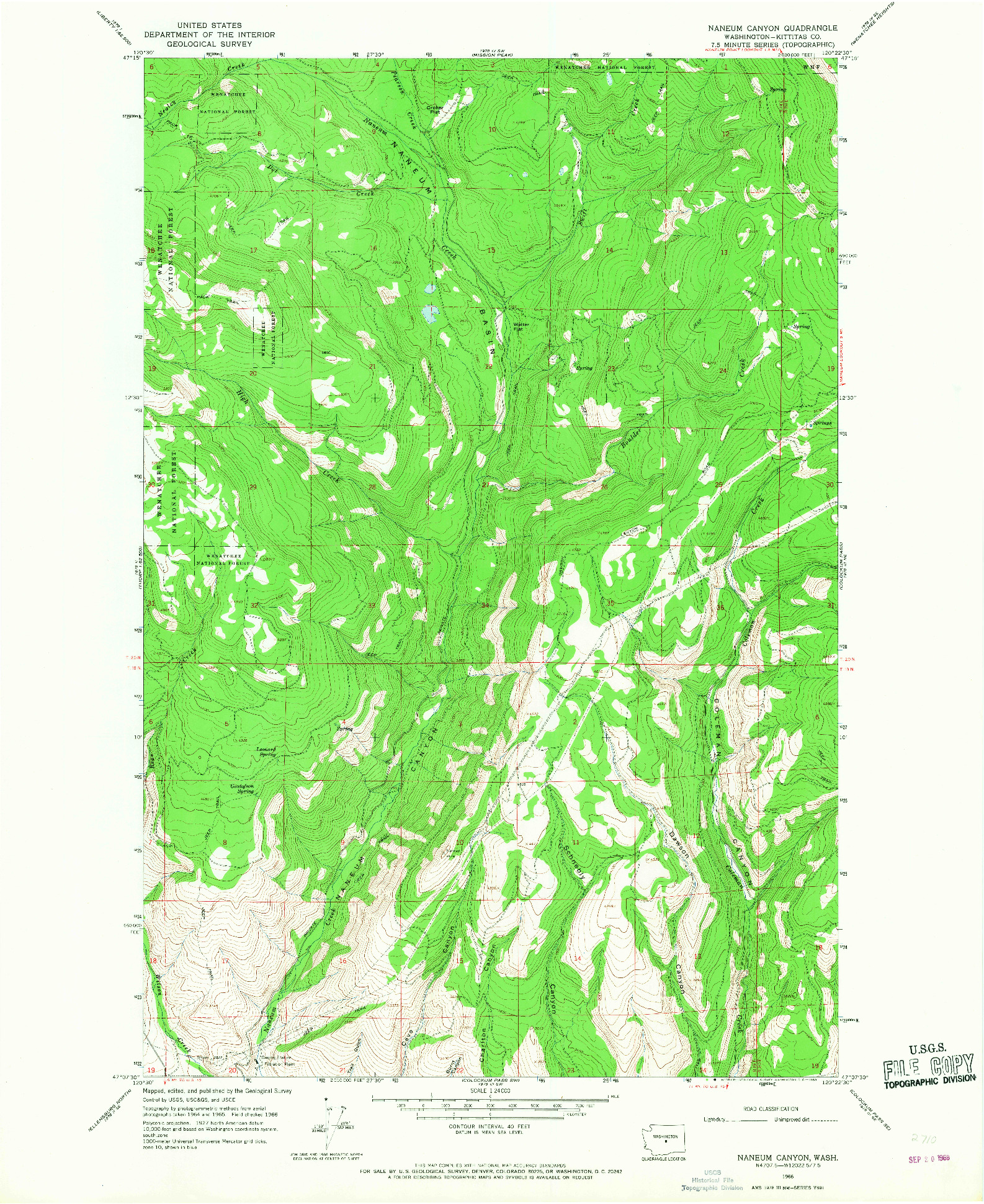 USGS 1:24000-SCALE QUADRANGLE FOR NANEUM CANYON, WA 1966