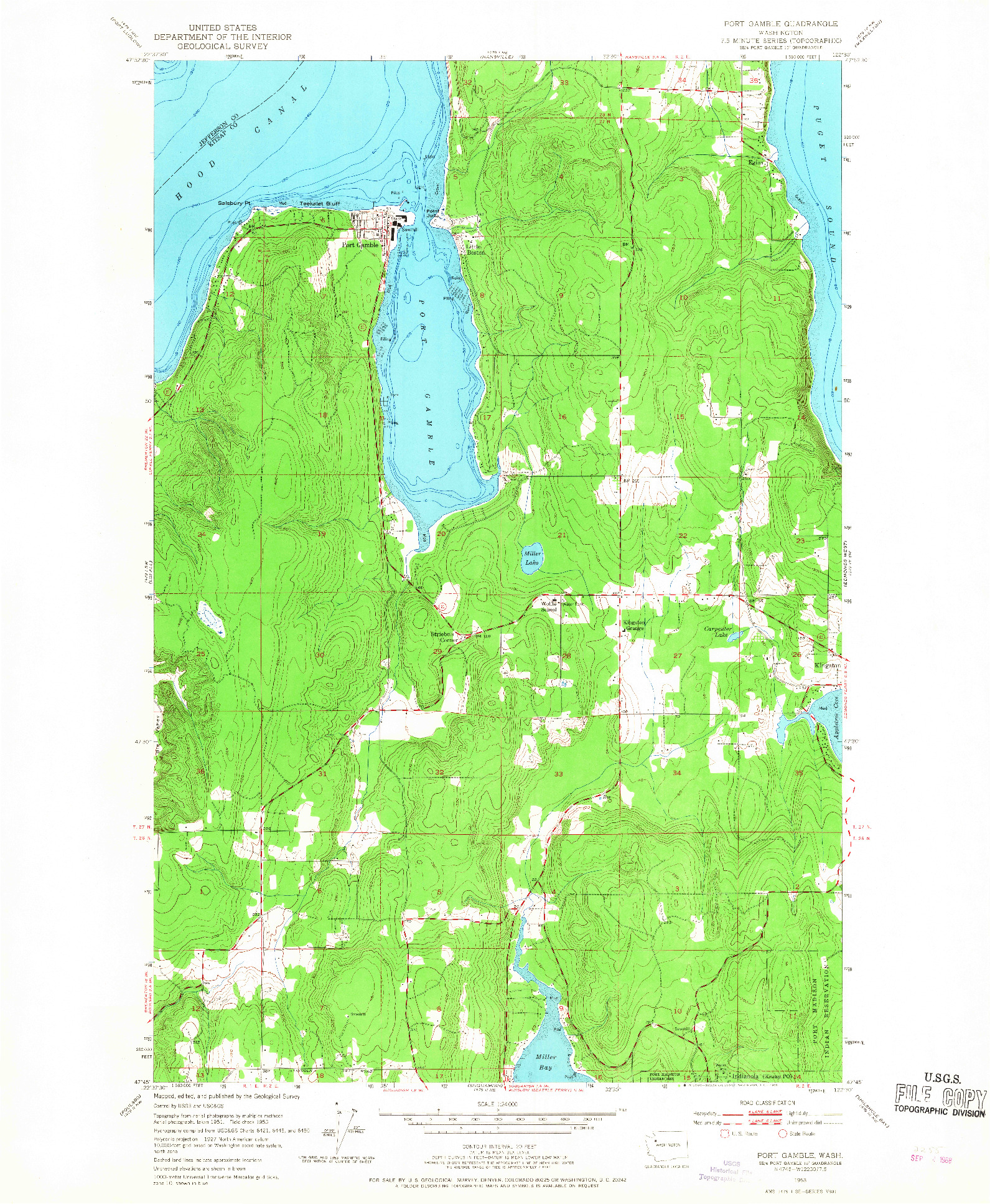 USGS 1:24000-SCALE QUADRANGLE FOR PORT GAMBLE, WA 1953