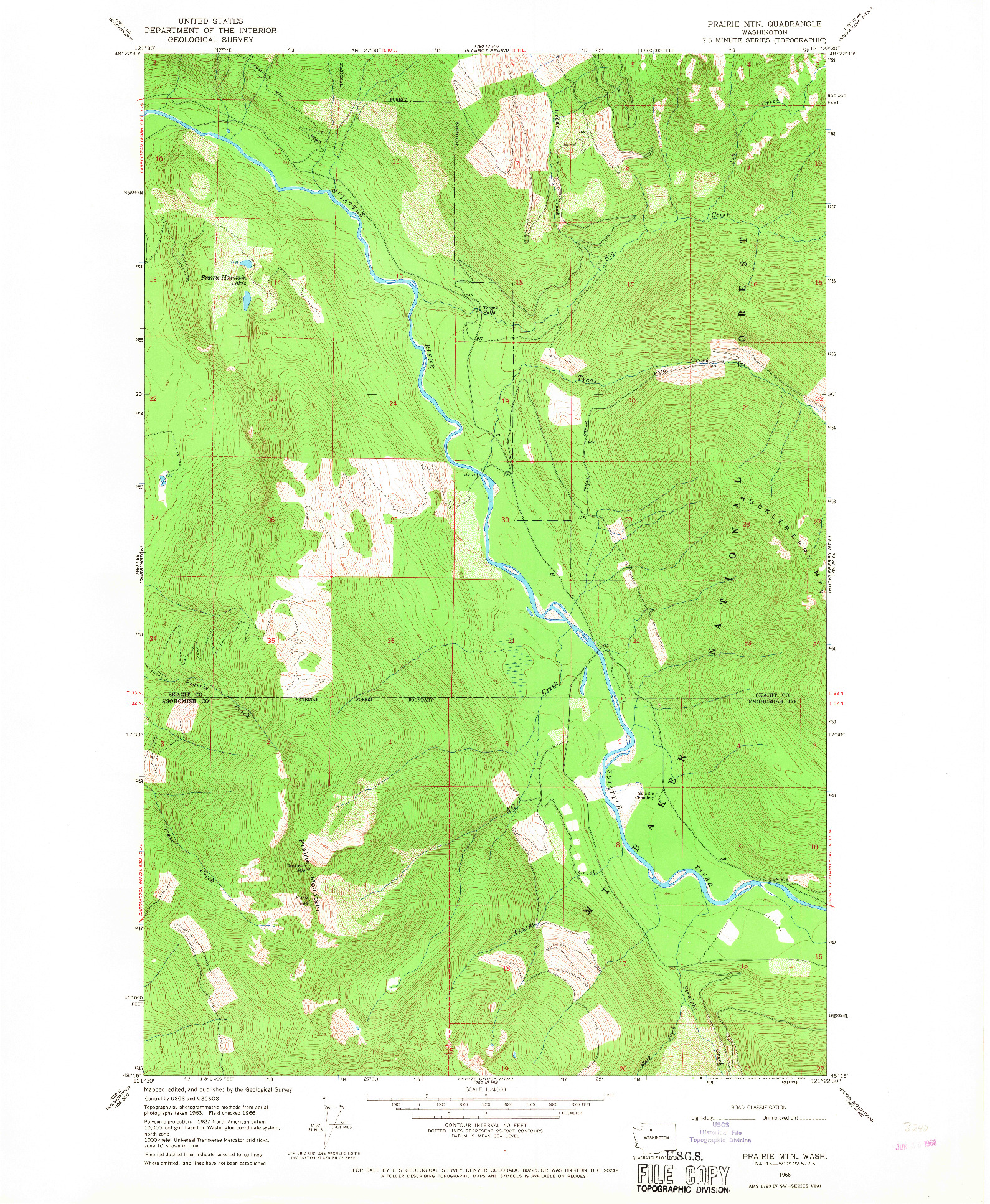 USGS 1:24000-SCALE QUADRANGLE FOR PRAIRIE MTN., WA 1966