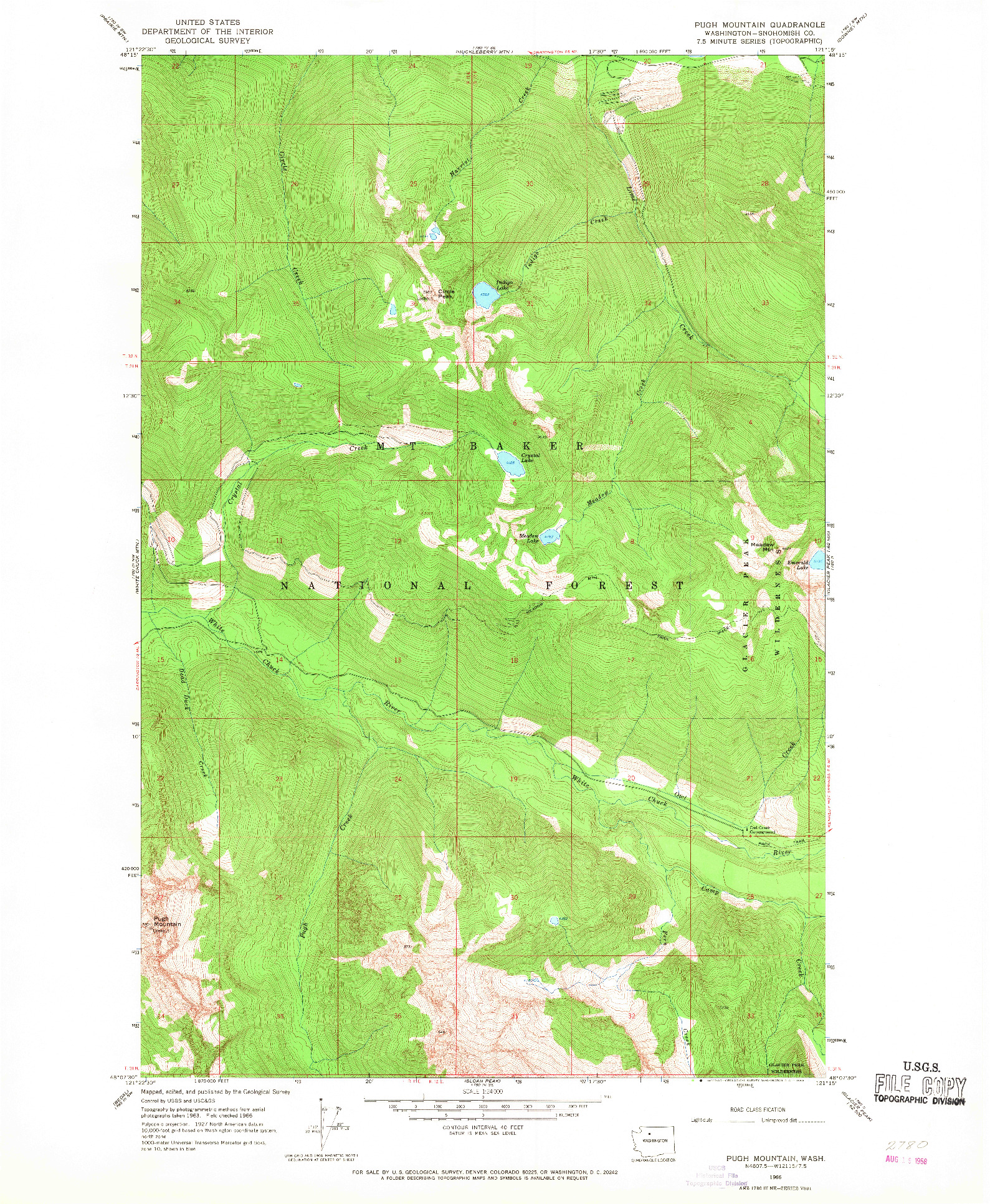 USGS 1:24000-SCALE QUADRANGLE FOR PUGH MOUNTAIN, WA 1966