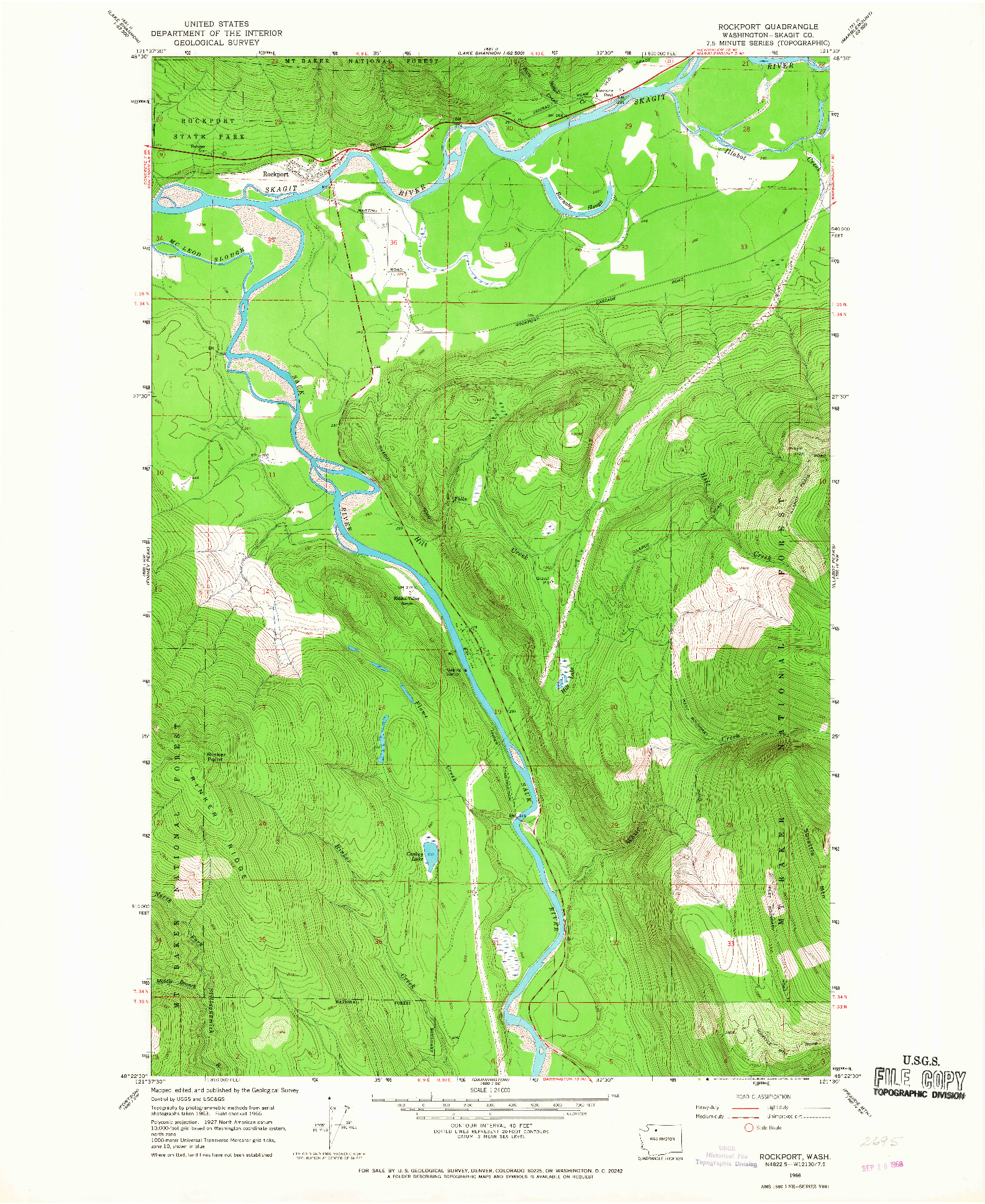 USGS 1:24000-SCALE QUADRANGLE FOR ROCKPORT, WA 1966