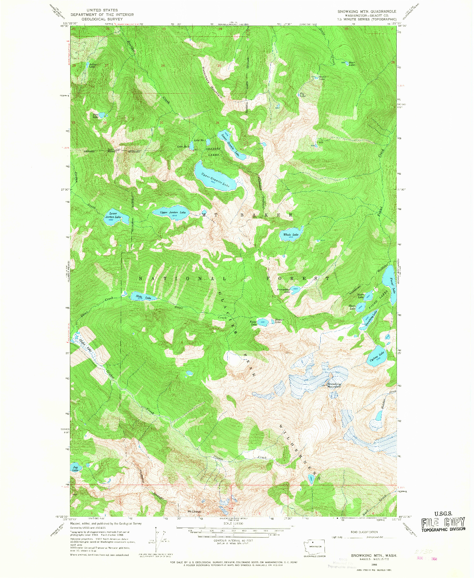 USGS 1:24000-SCALE QUADRANGLE FOR SNOWKING MTN., WA 1966