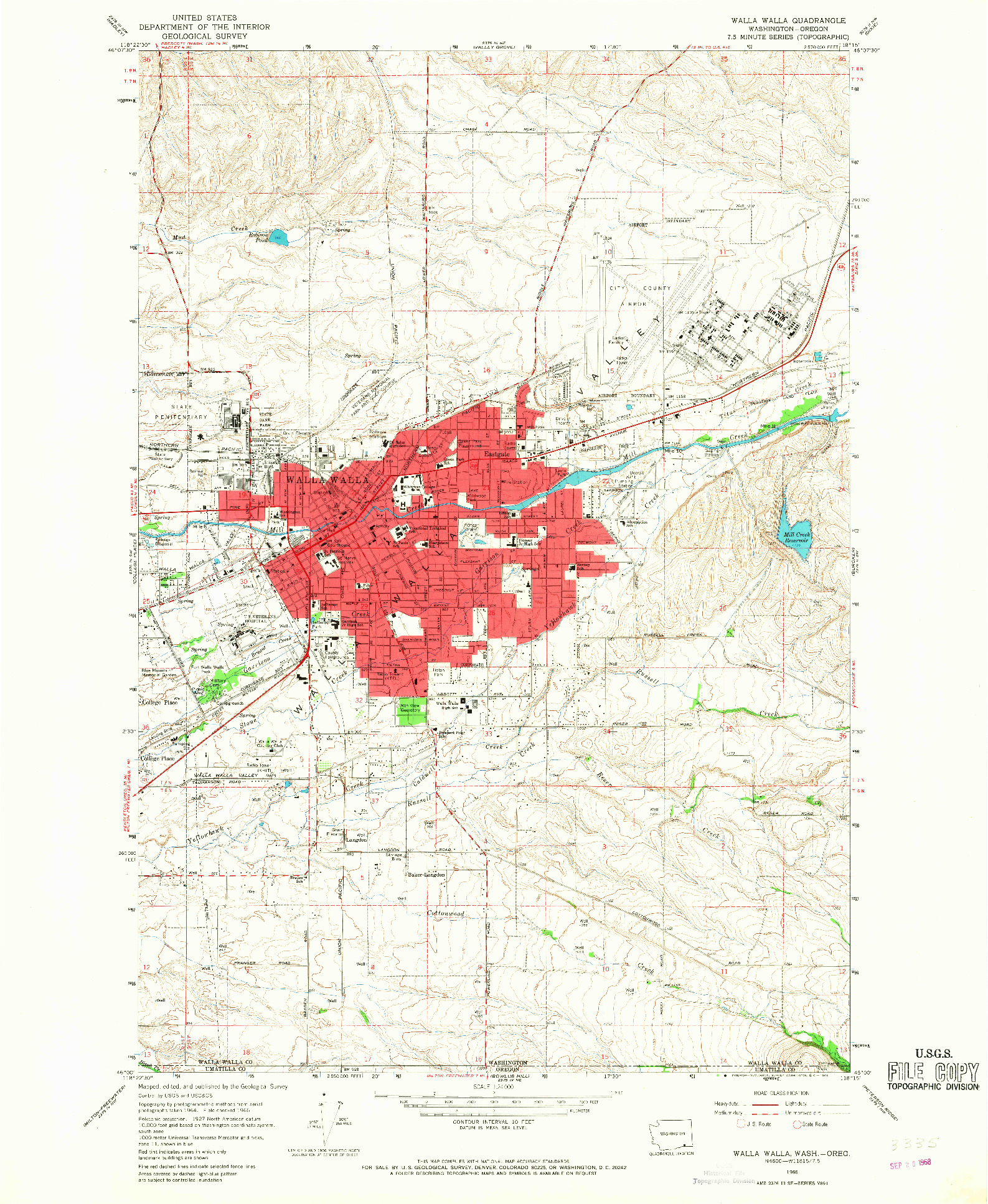 USGS 1:24000-SCALE QUADRANGLE FOR WALLA WALLA, WA 1966