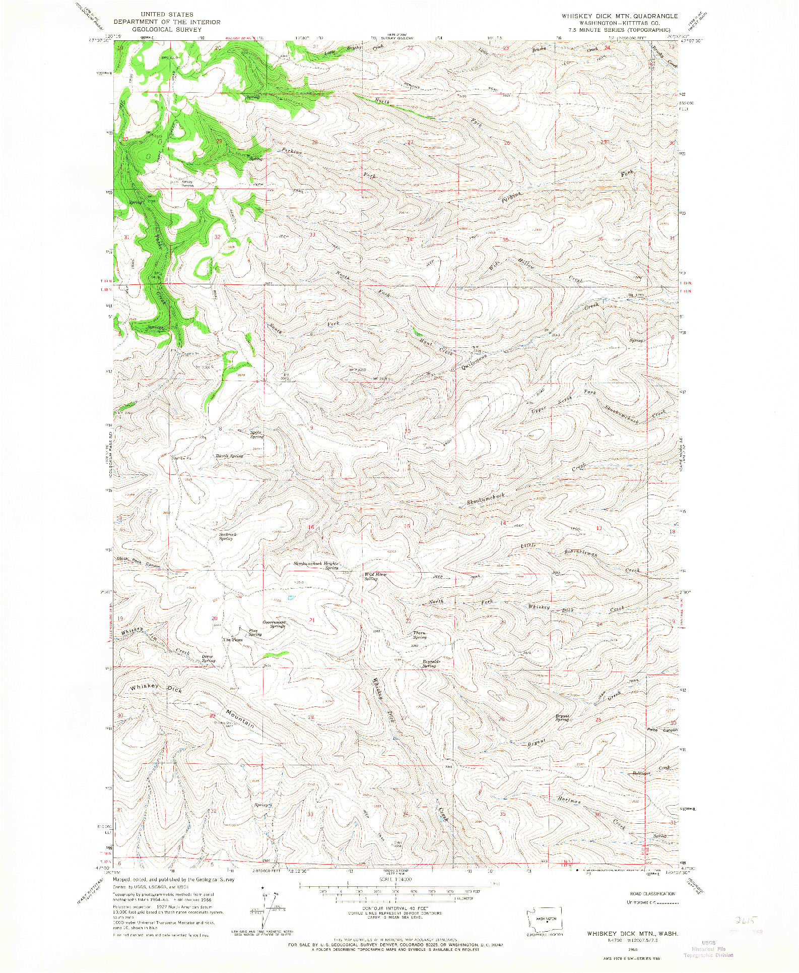 USGS 1:24000-SCALE QUADRANGLE FOR WHISKEY DICK MTN., WA 1966