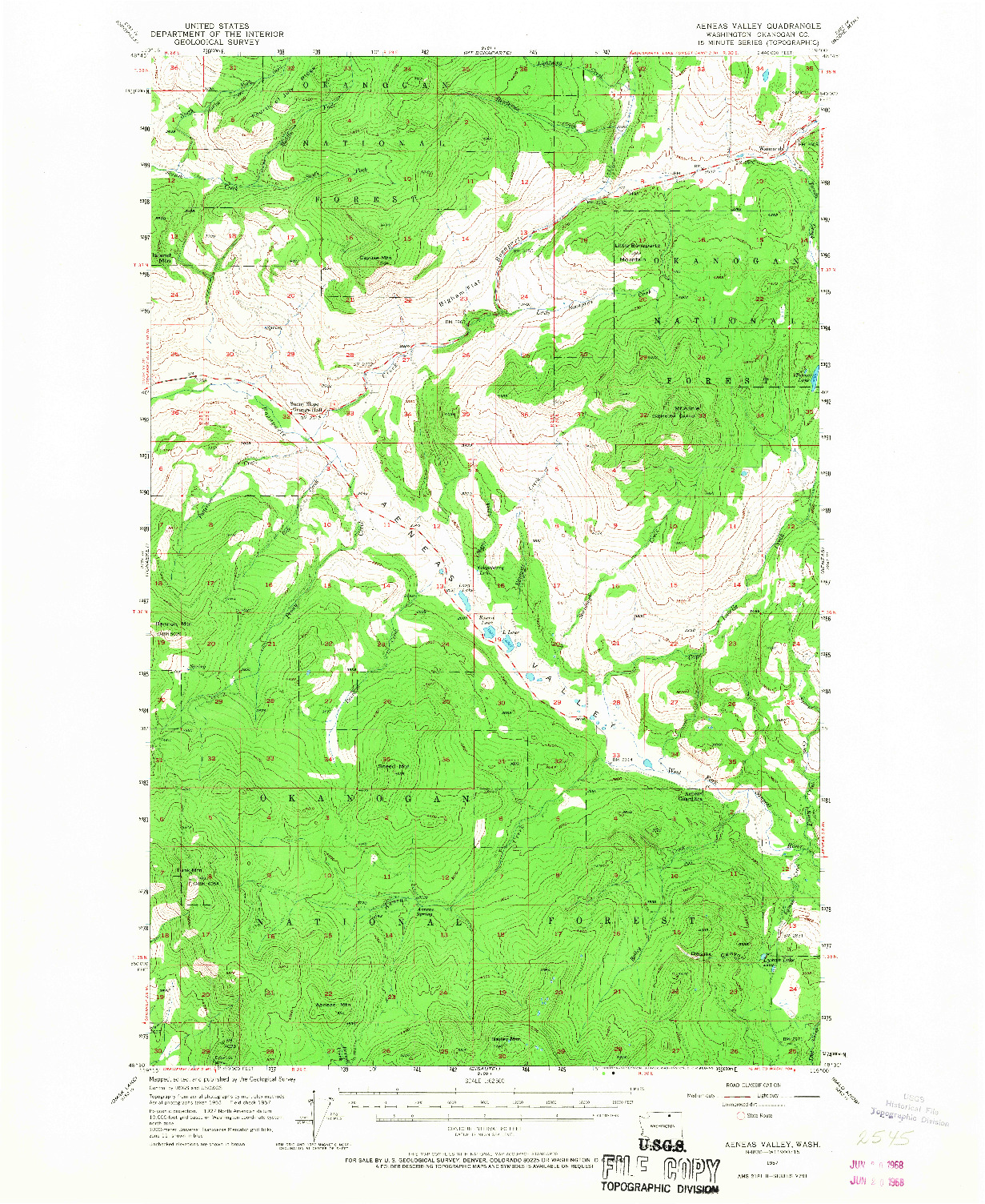 USGS 1:62500-SCALE QUADRANGLE FOR AENEAS VALLEY, WA 1957
