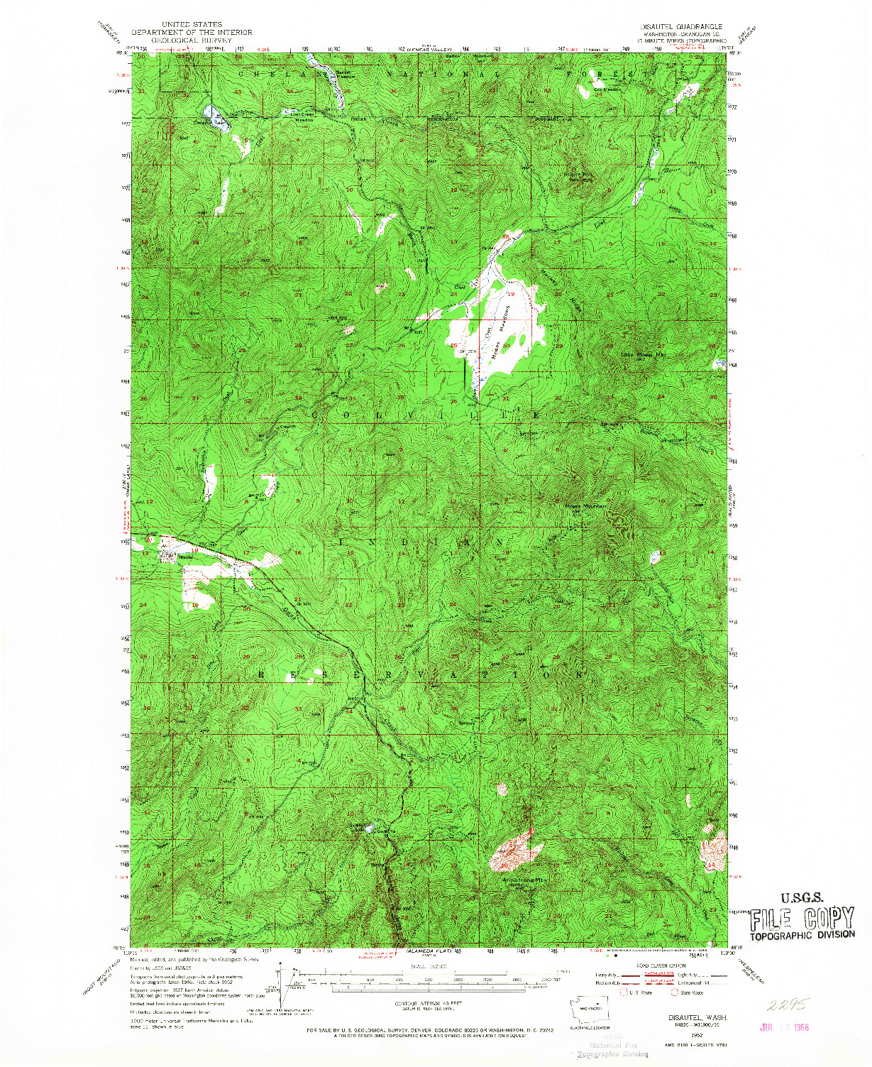 USGS 1:62500-SCALE QUADRANGLE FOR DISAUTEL, WA 1952