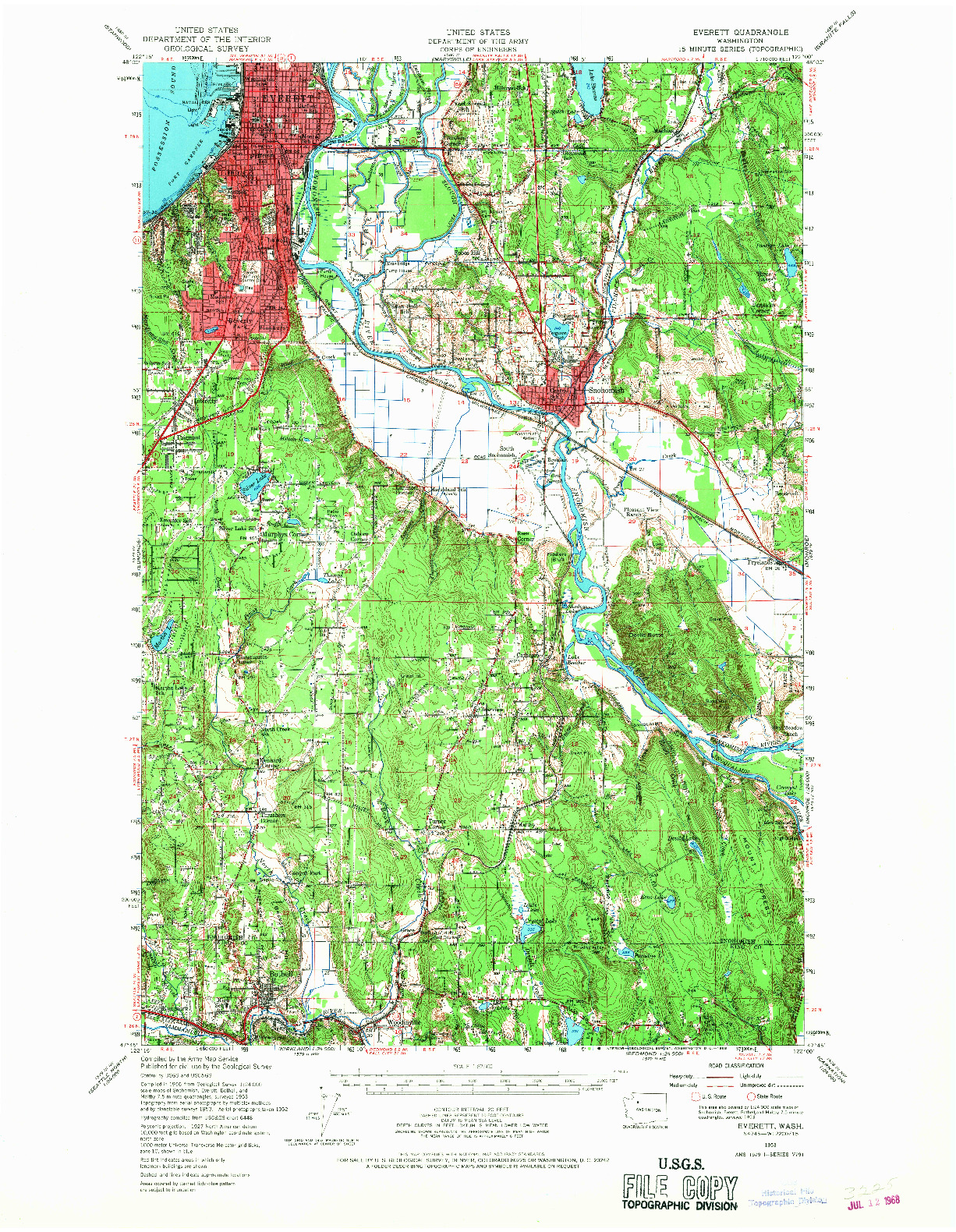 USGS 1:62500-SCALE QUADRANGLE FOR EVERETT, WA 1953