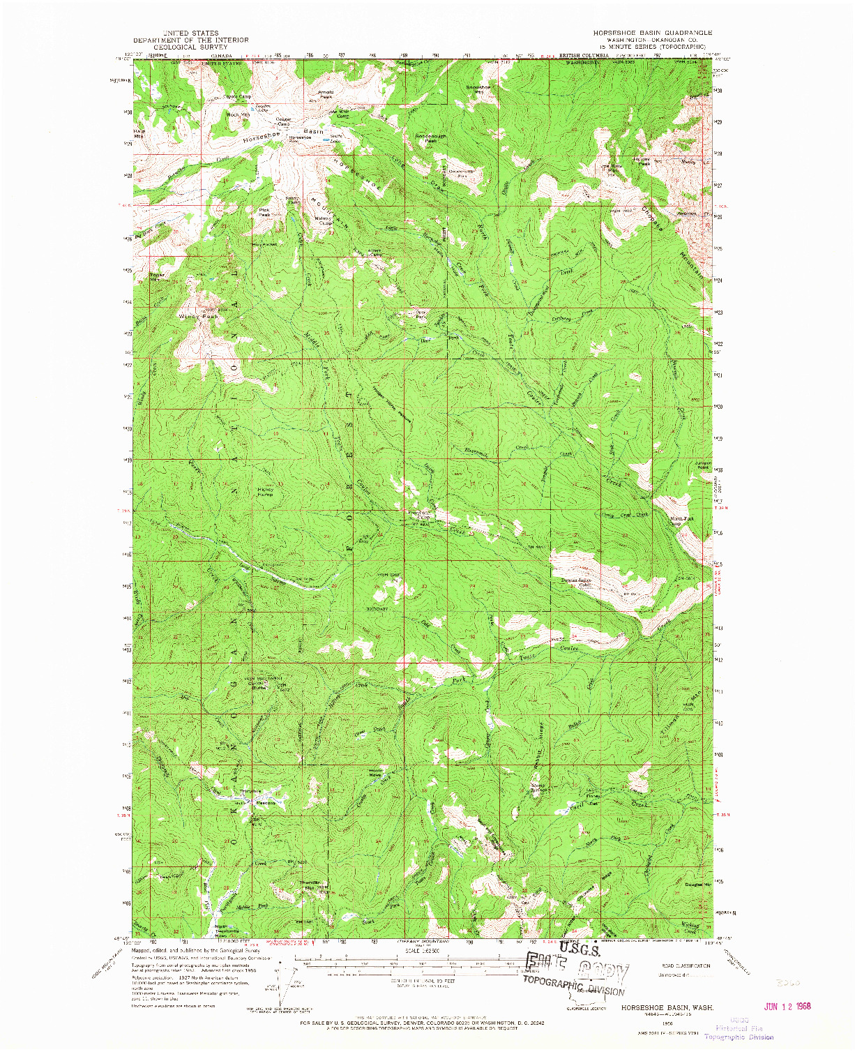 USGS 1:62500-SCALE QUADRANGLE FOR HORSESHOE BASIN, WA 1956