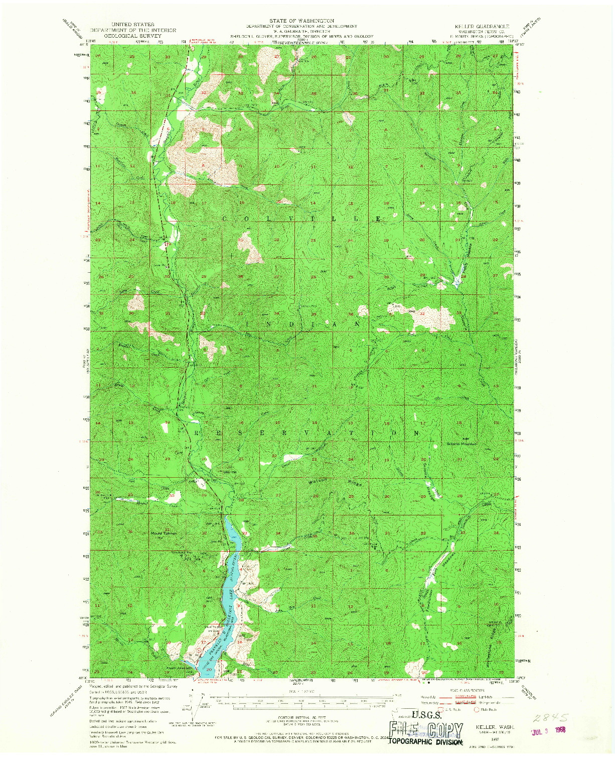 USGS 1:62500-SCALE QUADRANGLE FOR KELLER, WA 1952
