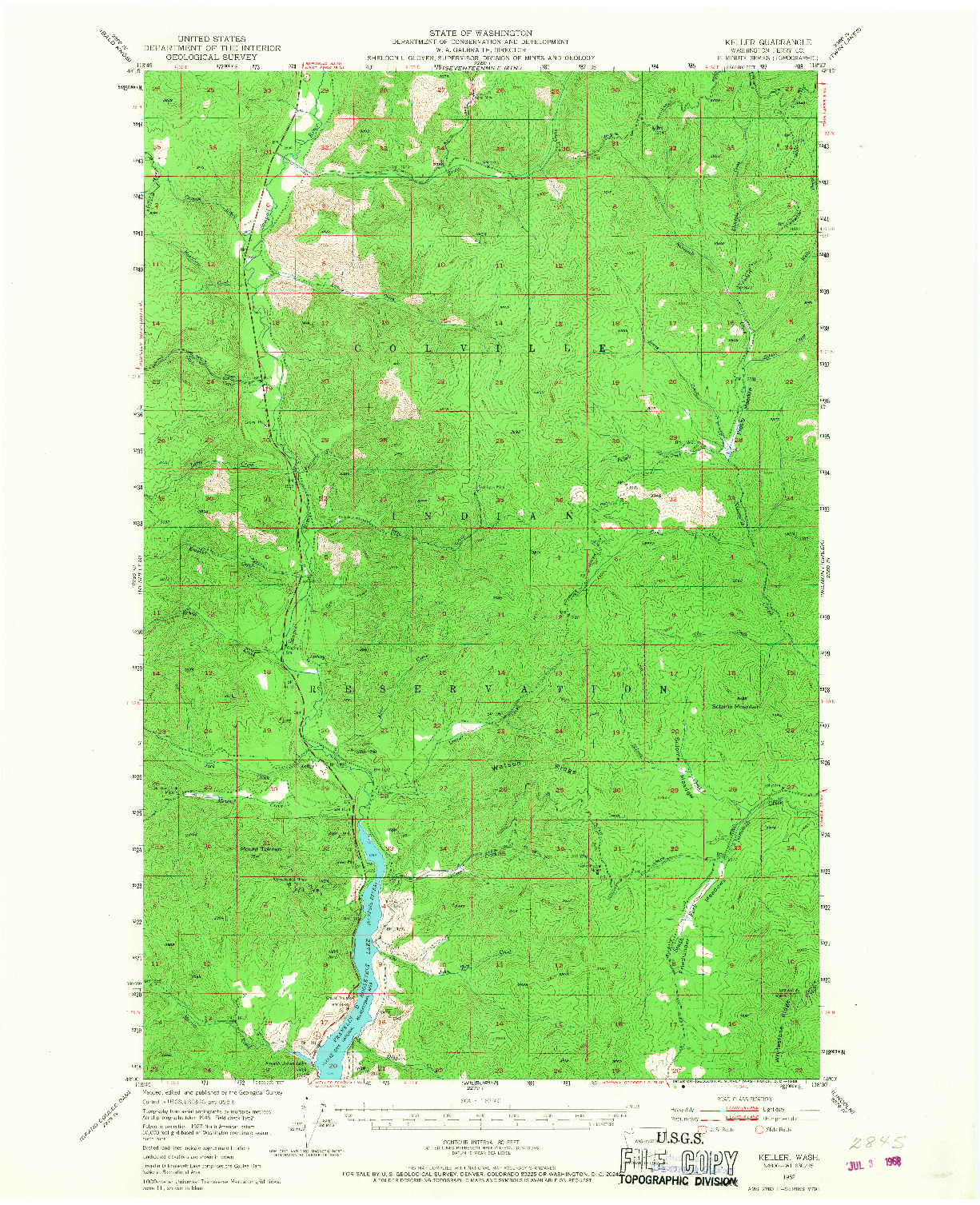 USGS 1:62500-SCALE QUADRANGLE FOR KELLER, WA 1952