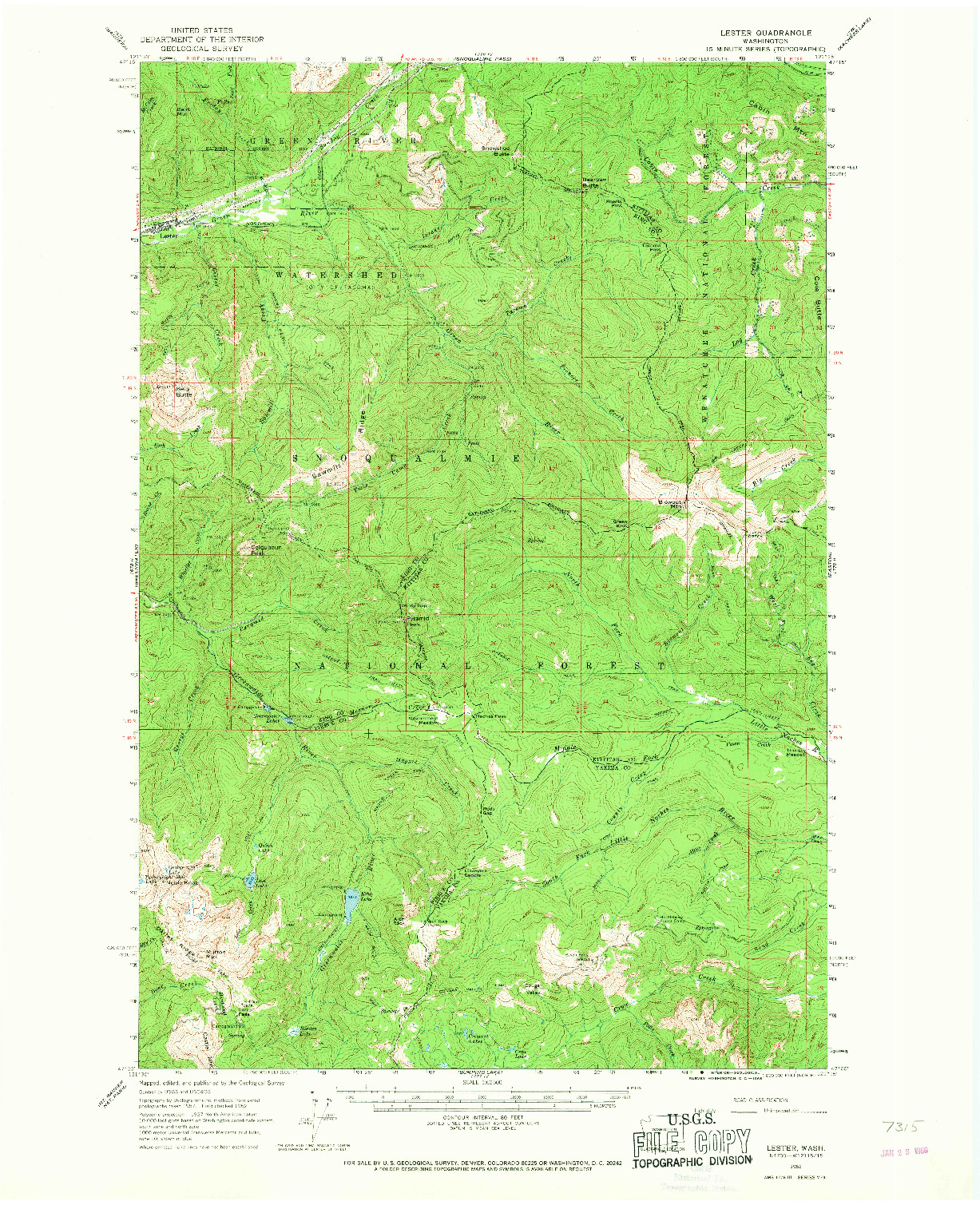 USGS 1:62500-SCALE QUADRANGLE FOR LESTER, WA 1962