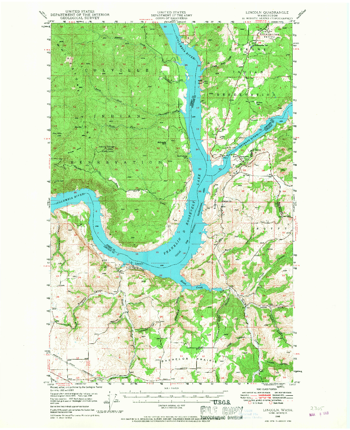 USGS 1:62500-SCALE QUADRANGLE FOR LINCOLN, WA 1948