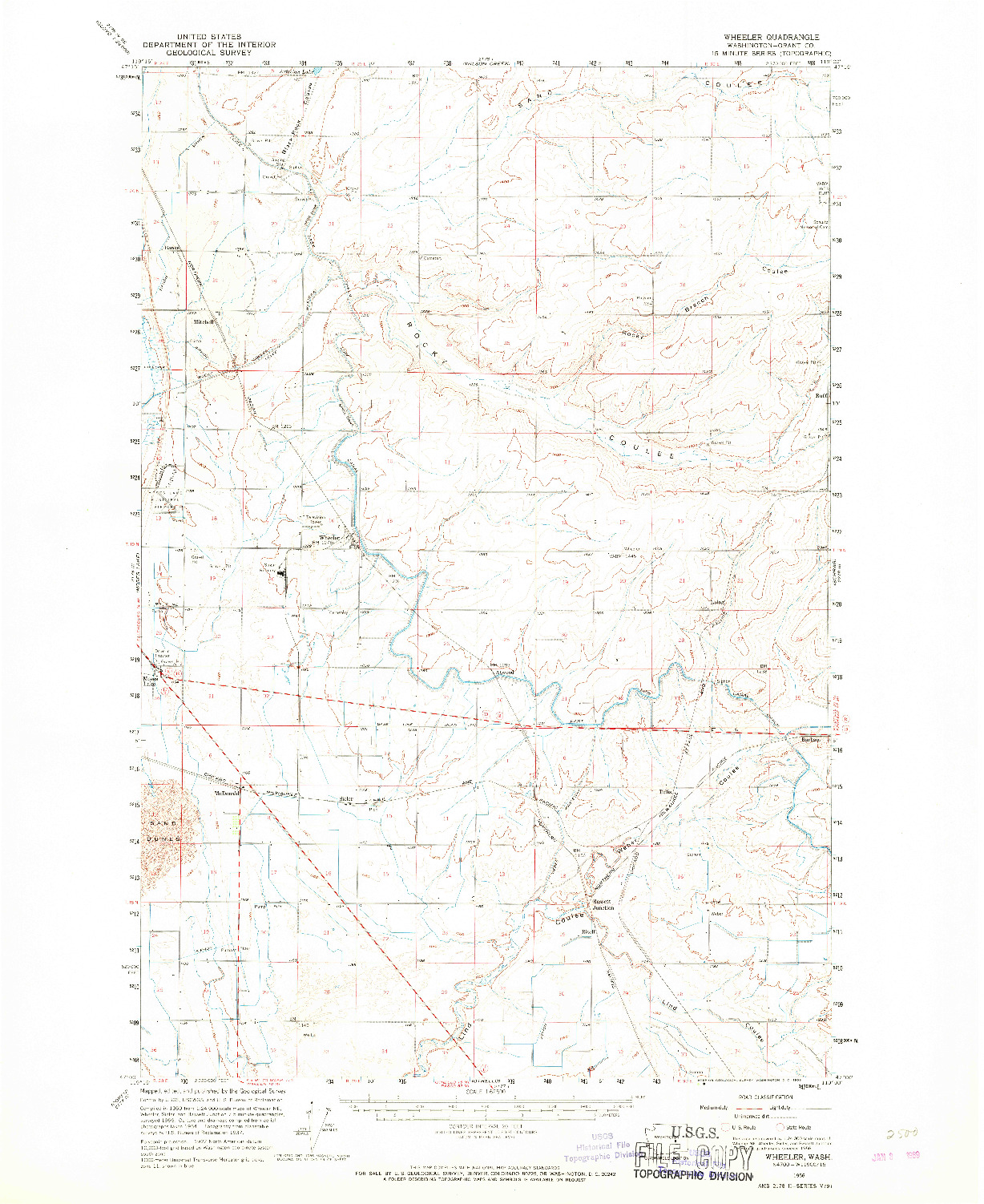 USGS 1:62500-SCALE QUADRANGLE FOR WHEELER, WA 1956
