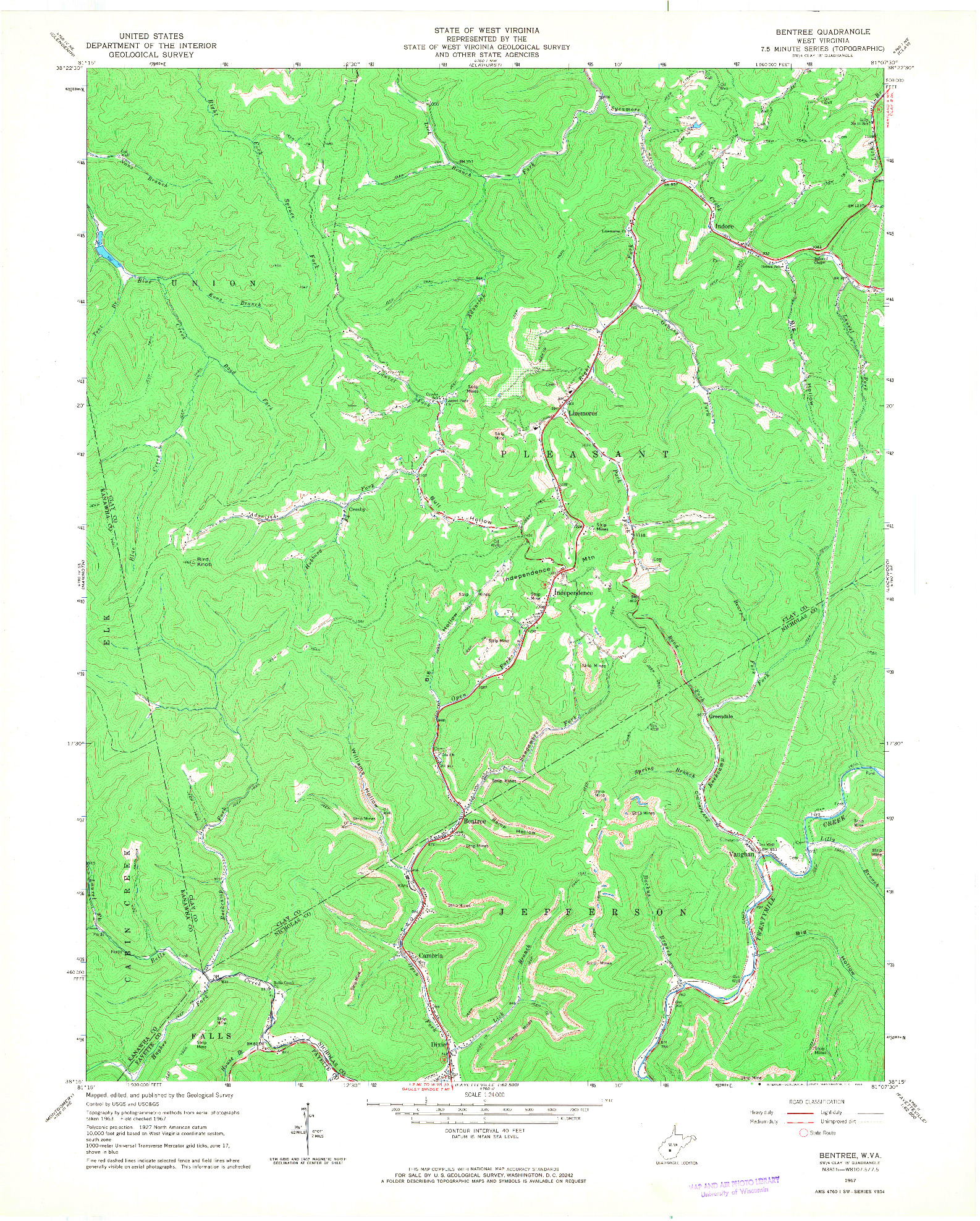 USGS 1:24000-SCALE QUADRANGLE FOR BENTREE, WV 1967