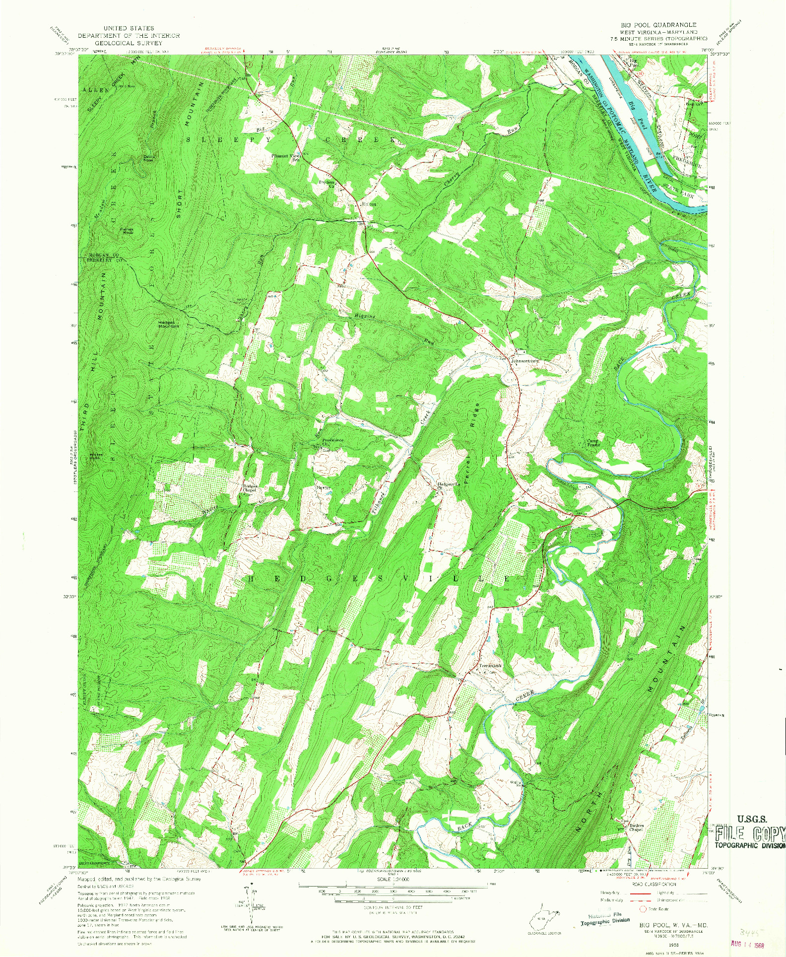 USGS 1:24000-SCALE QUADRANGLE FOR BIG POOL, WV 1958