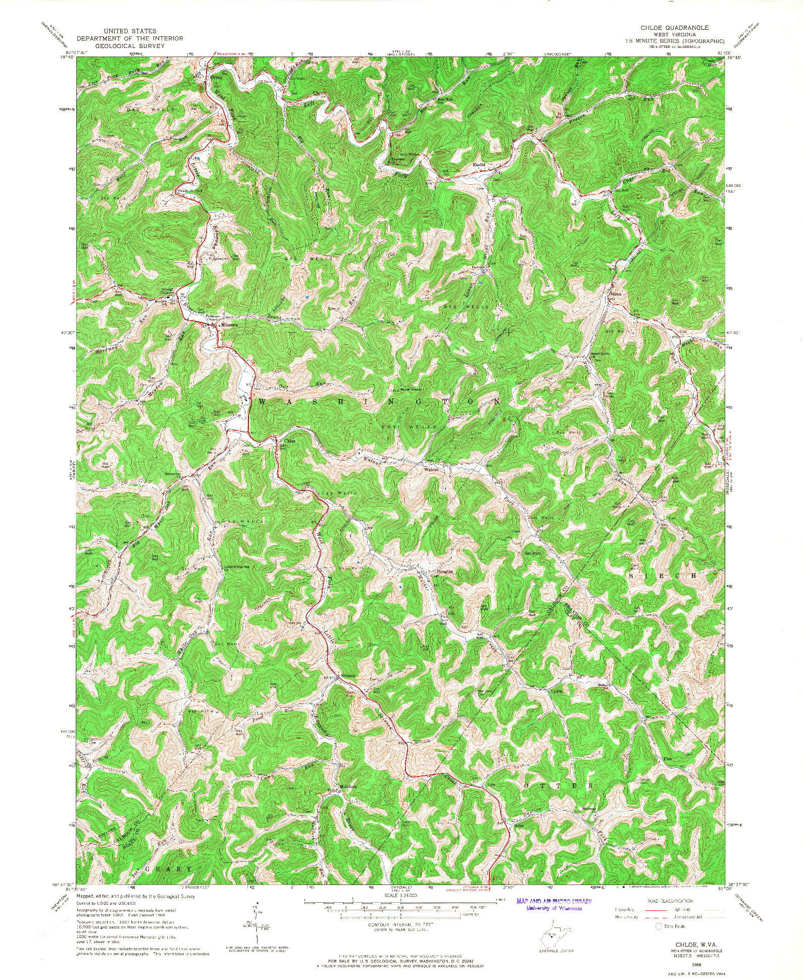 USGS 1:24000-SCALE QUADRANGLE FOR CHLOE, WV 1966